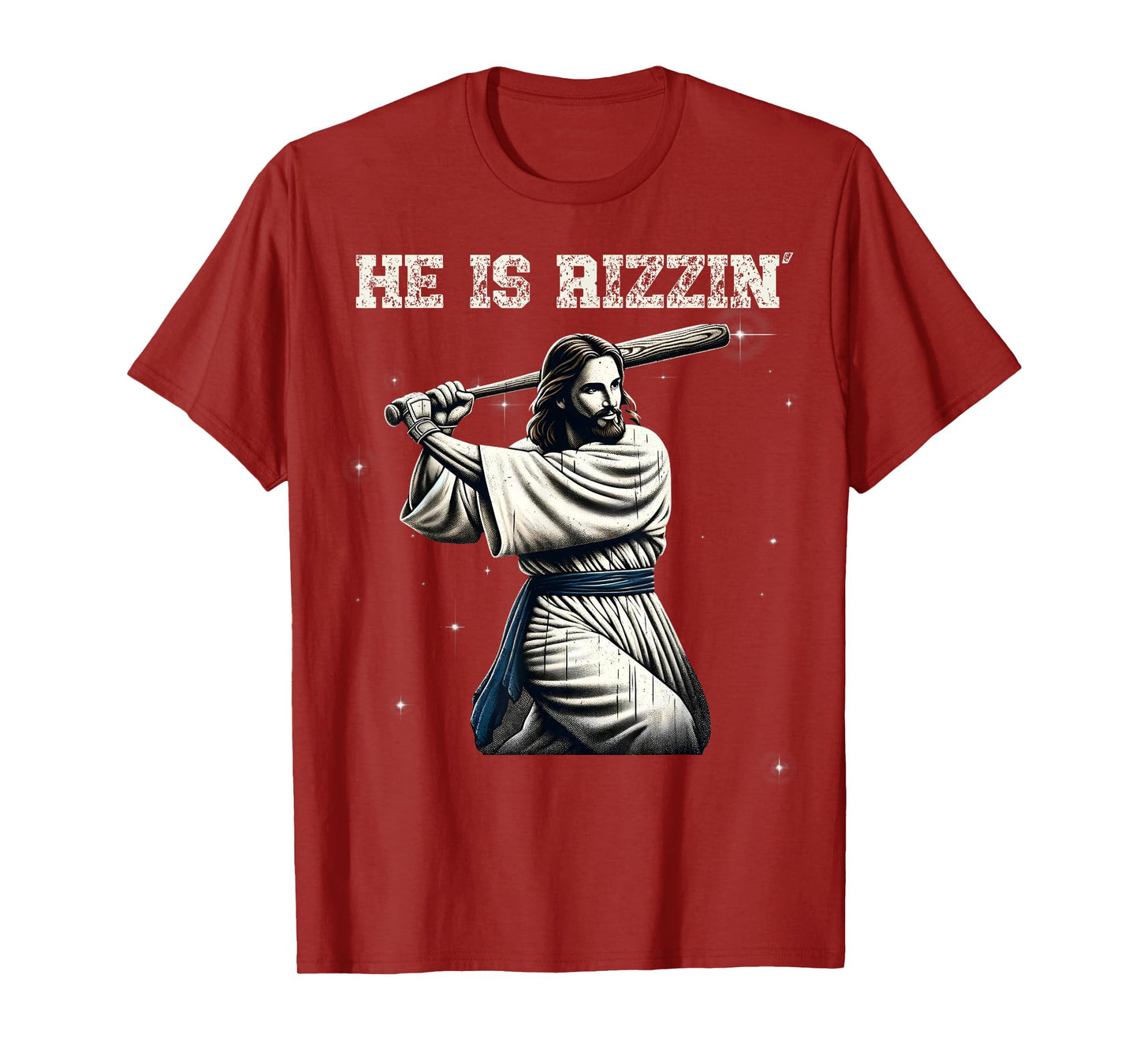 He is Rizzin Jesus Playing Baseball Funny Sports Rizz T-Shirt