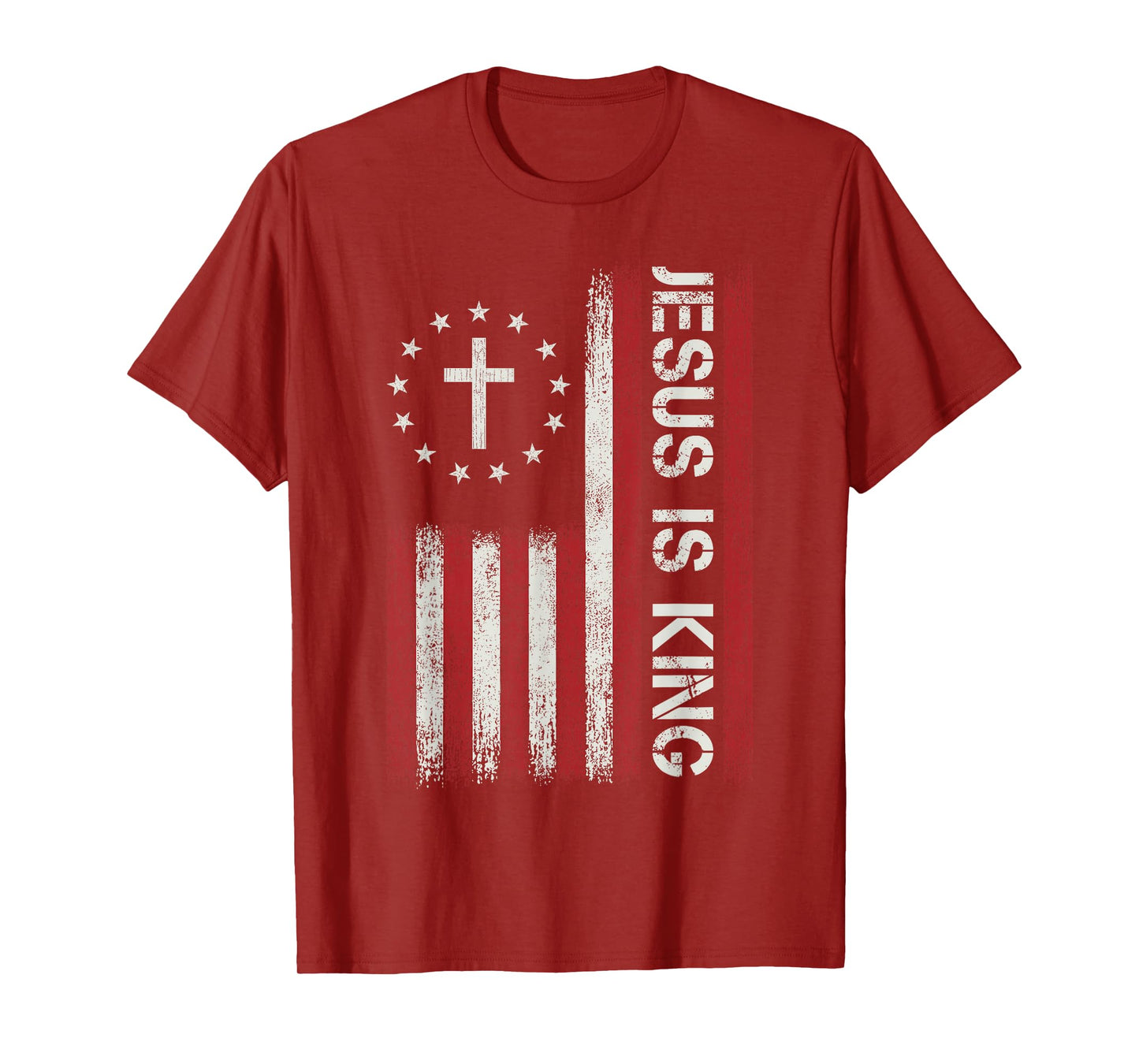 Jesus Is King God Christian Bible Faith Cross Flag Religious T-Shirt