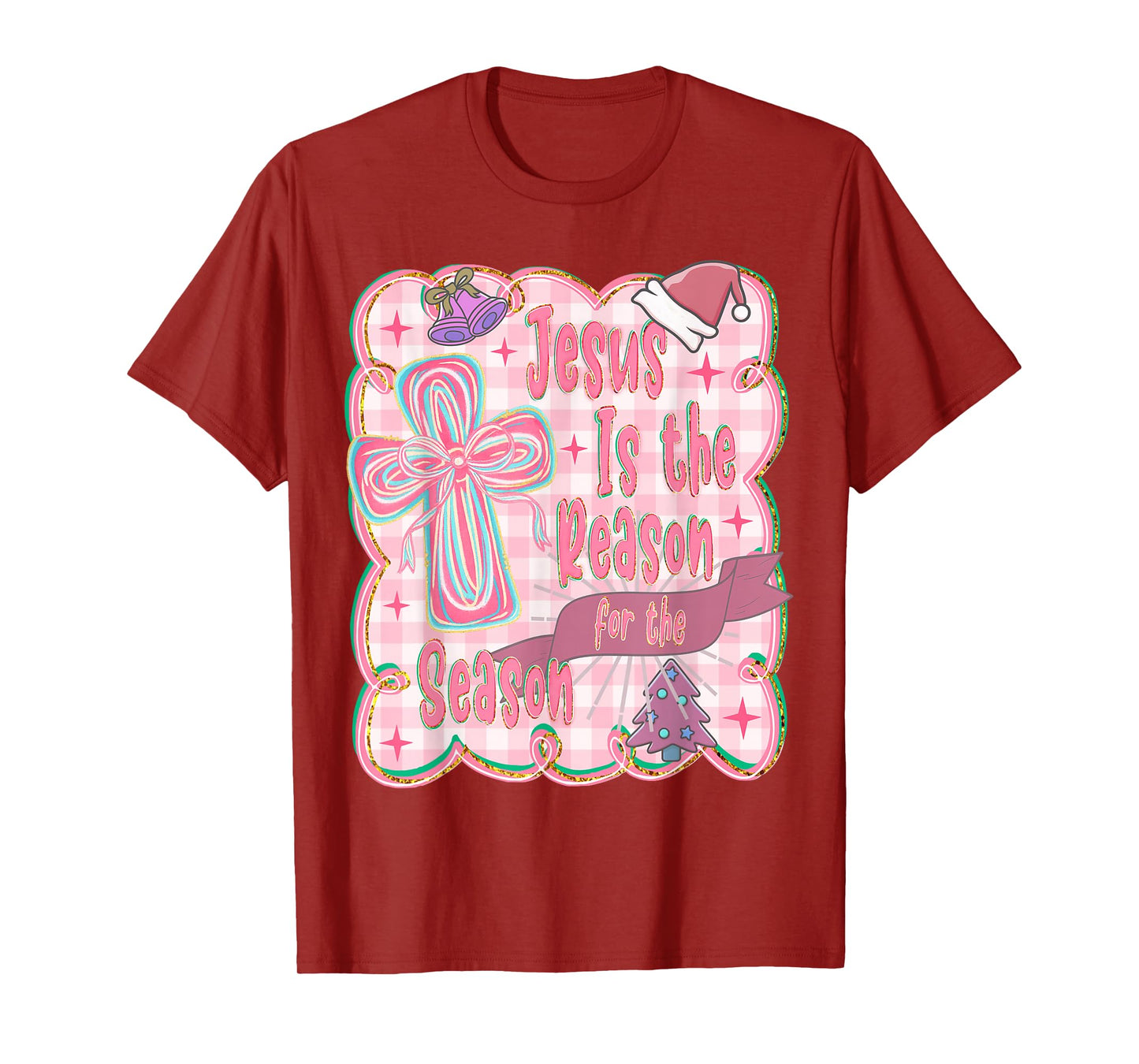 Christ Jesus is The Reason for The Season Xmas Coquette Bow T-Shirt
