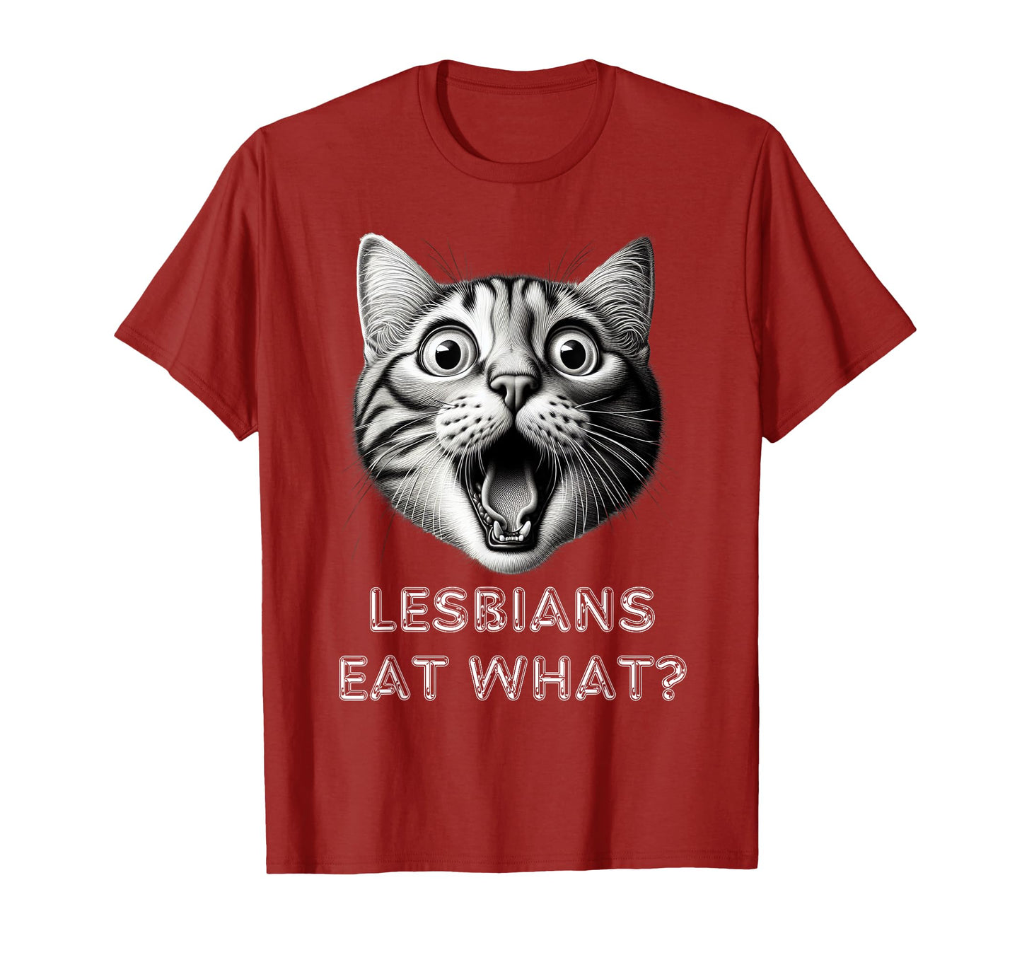 Shocked Cat Lesbians Eat What? Funny Lgbtq Design Gay Rude T-Shirt for Men Women