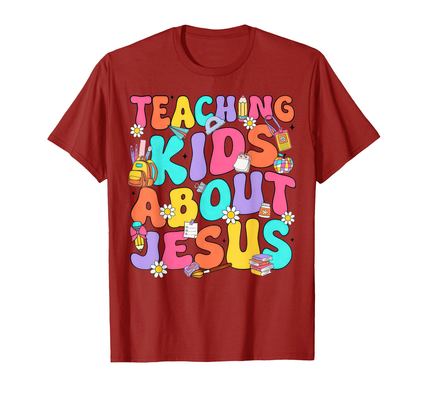 Retro Teaching Kids About Jesus Christian Teacher Bible T-Shirt