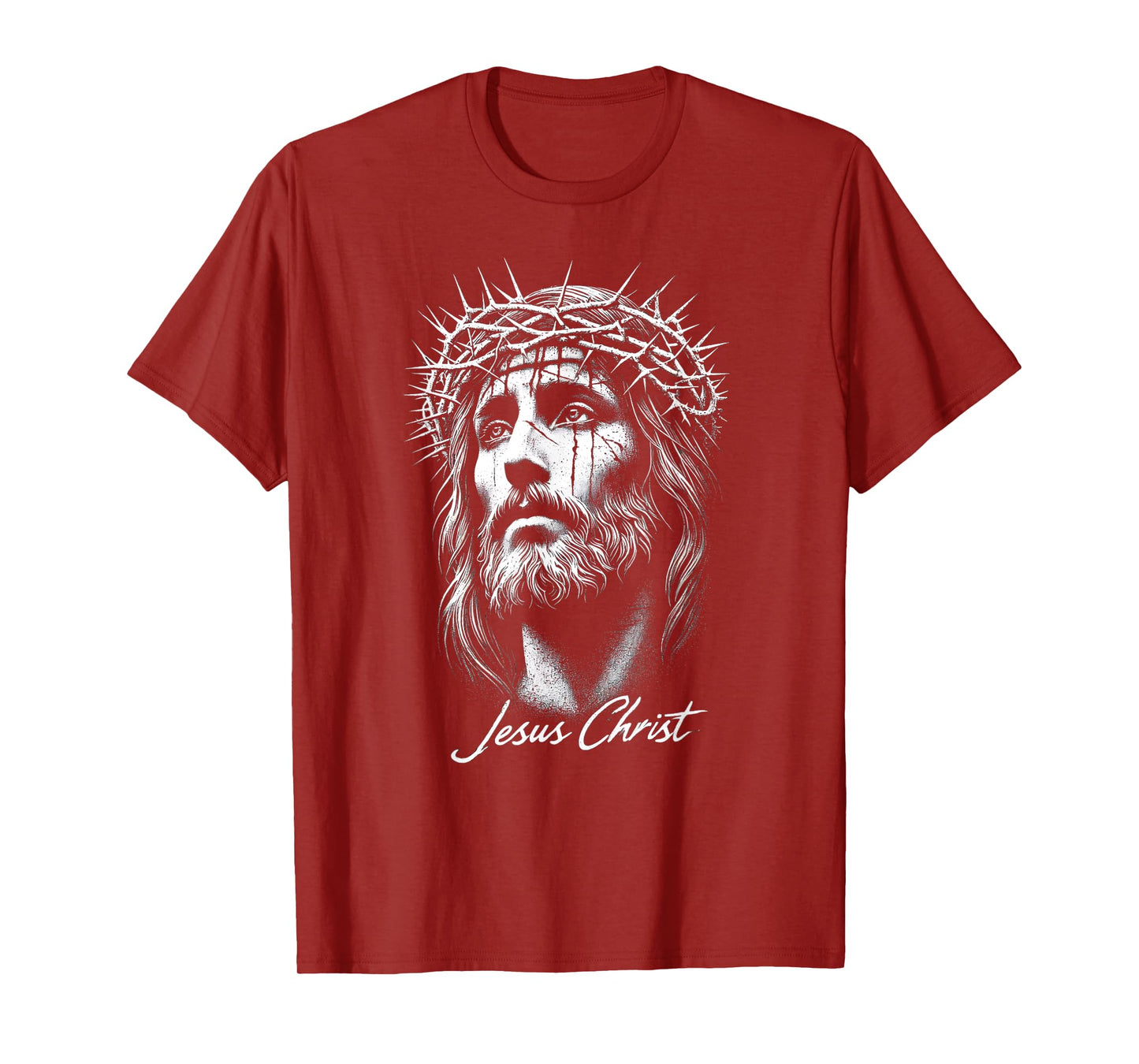 Jesus Christ in Crown of Thorns Distressed T-Shirt T-Shirt