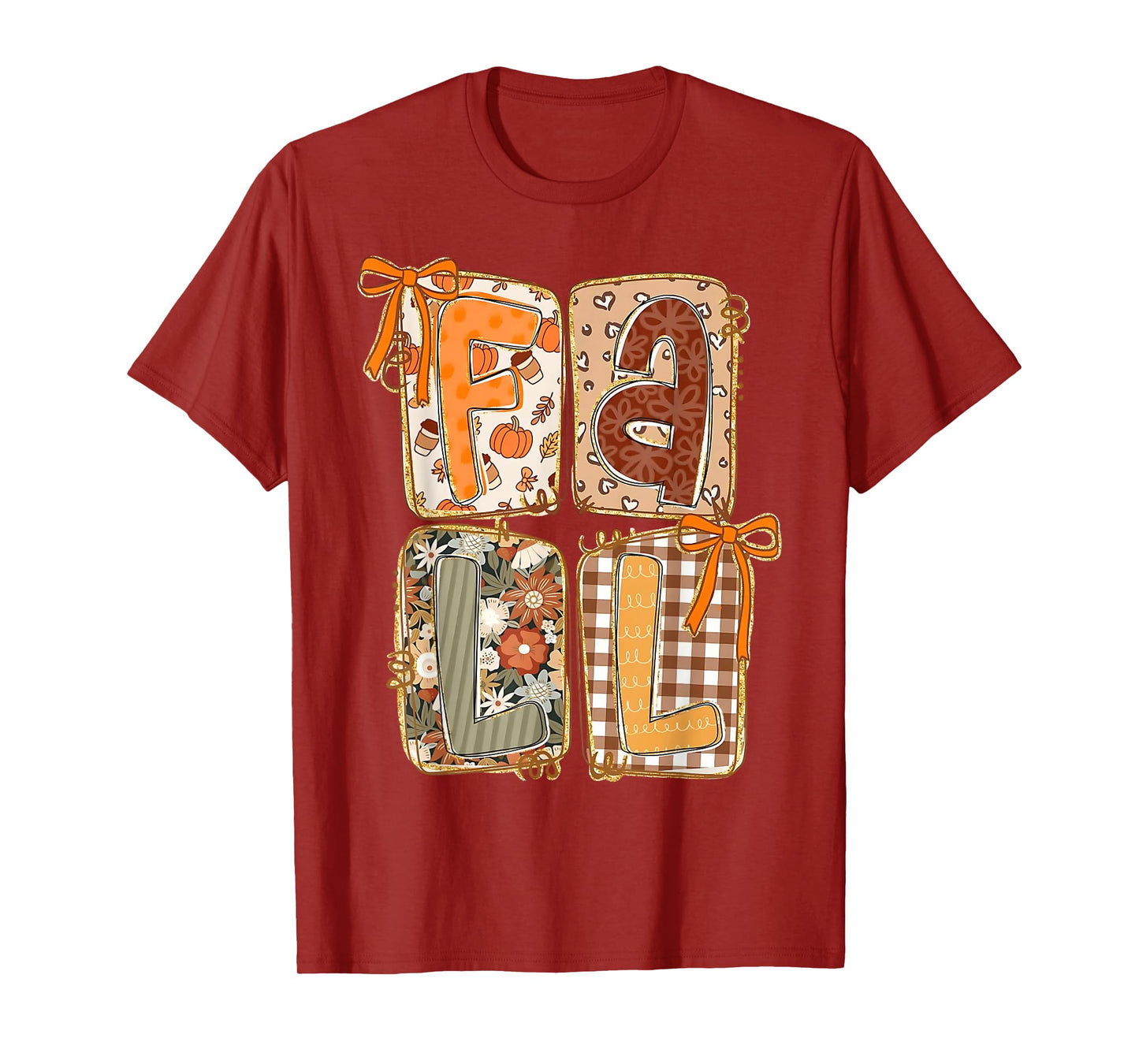 Preppy Floral Fall Coquette Bow Pumpkin Season Thanksgiving T-Shirt