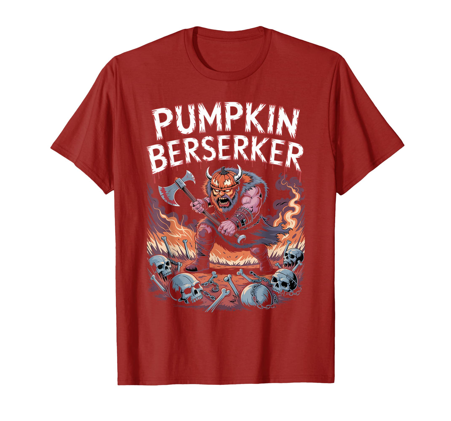 Pumpkin Head Norse Berserker - Viking Warrior Halloween T-Shirt