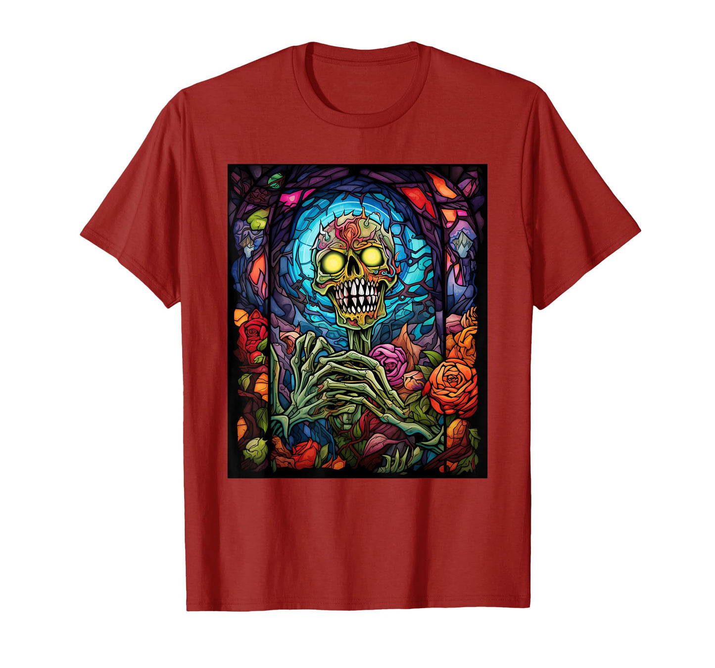 Stained Glass Style Zombie Halloween T-Shirt
