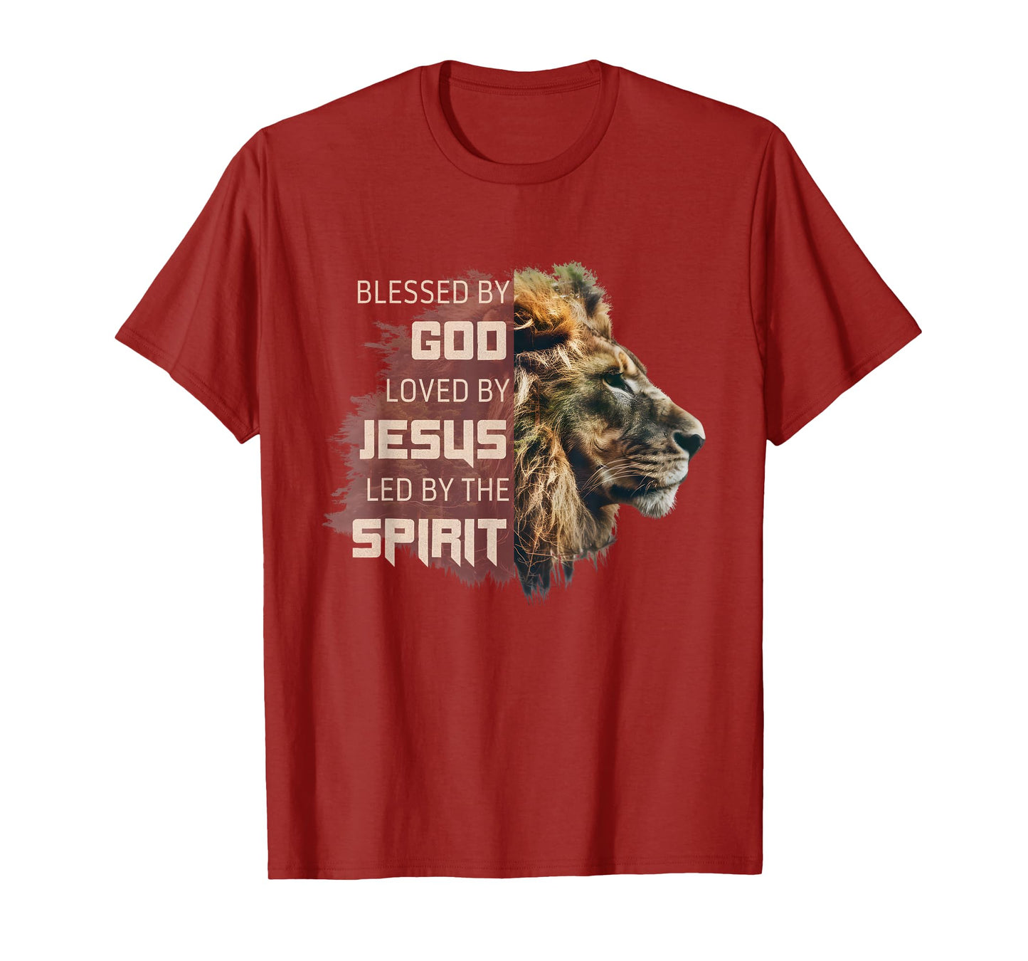 Blessed by God Loved by Jesus Religious Faith Christian Lion T-Shirt