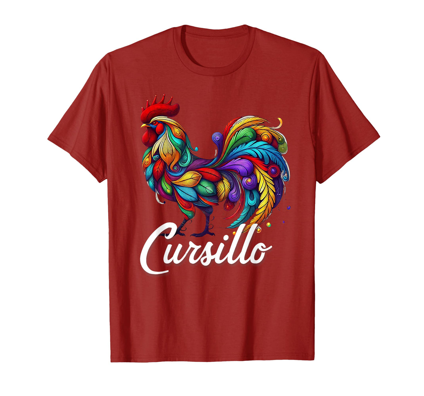 DeColores Cursillo Rainbow Rooster Catholic T-Shirt