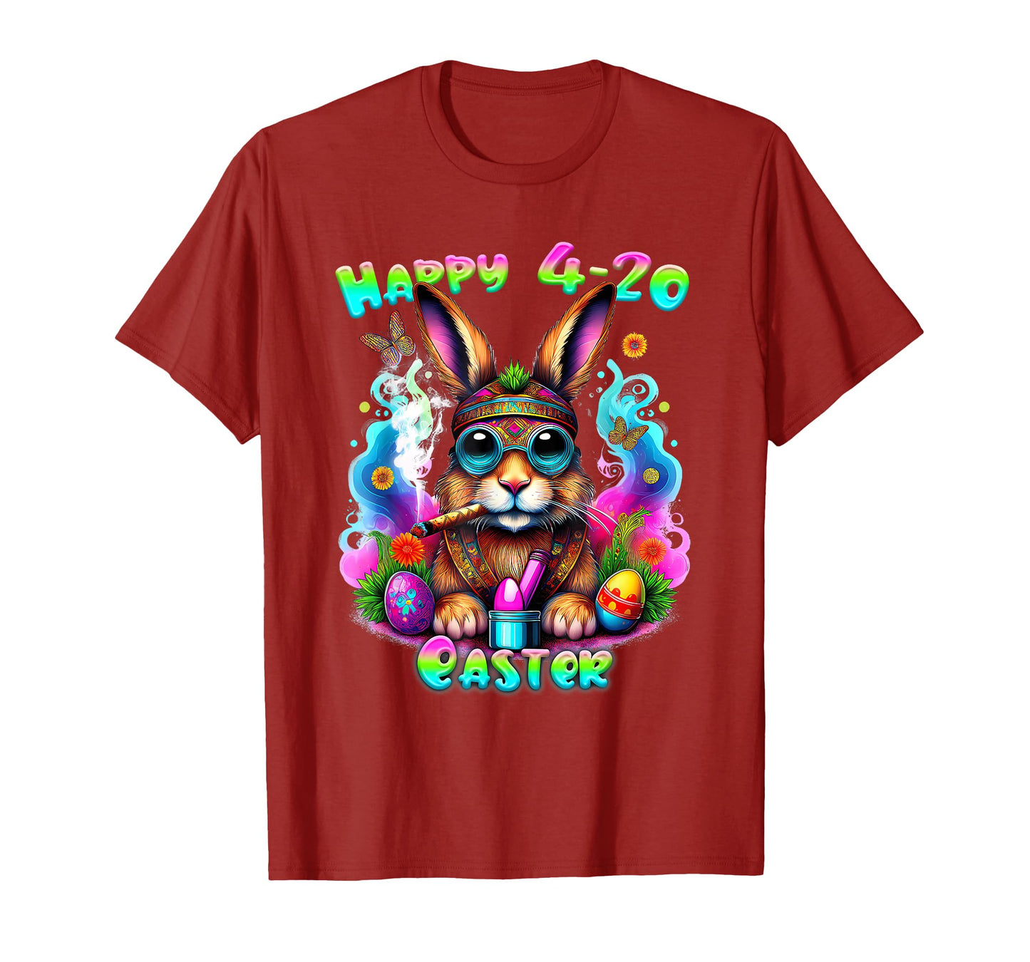 Happy 420 Easter Day Bunny Smoking Weed Marijuana Funny 420 T-Shirt