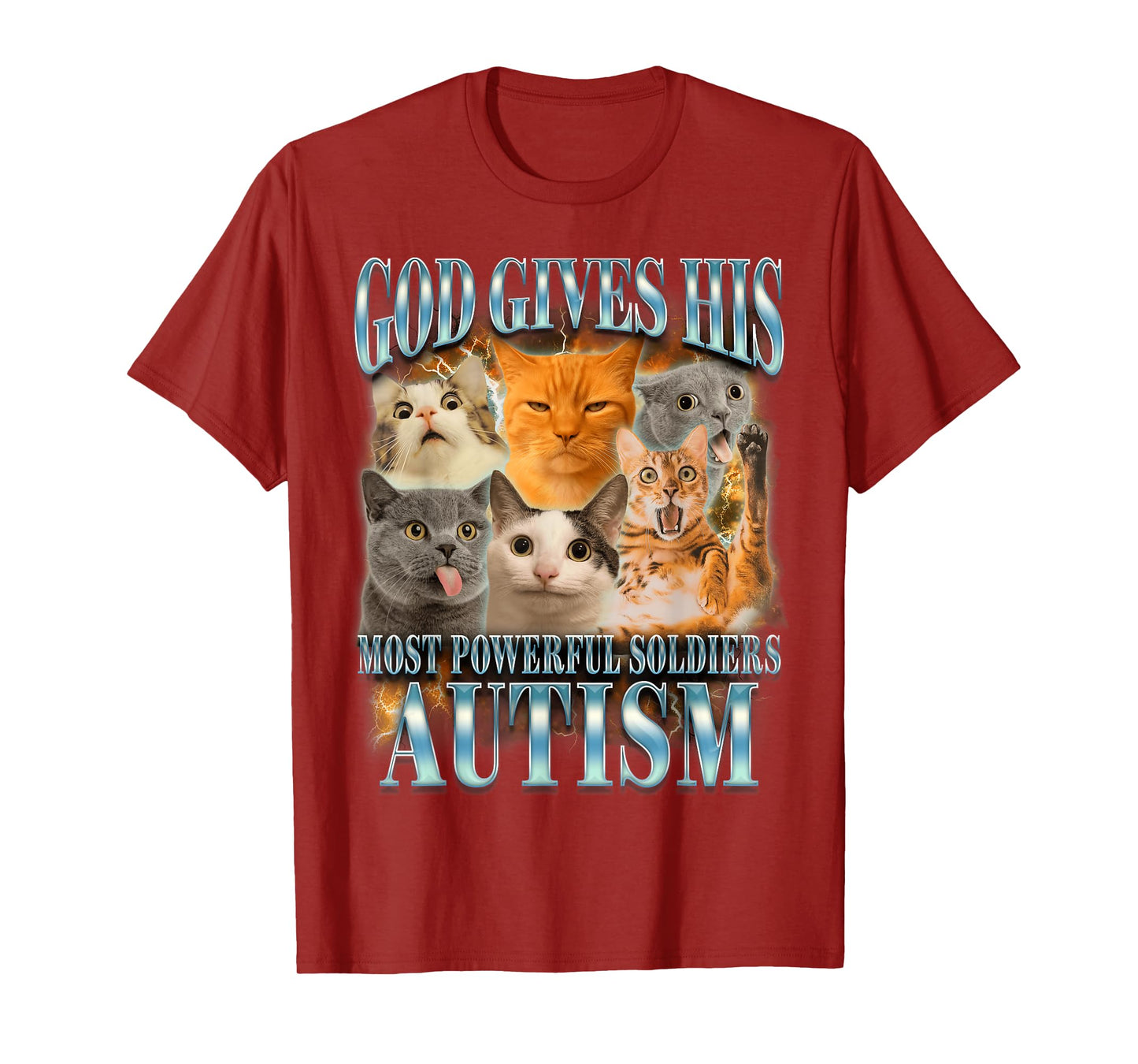 Autism Cat Lover God Gives His Most Powerful Soldiers Autism T-Shirt