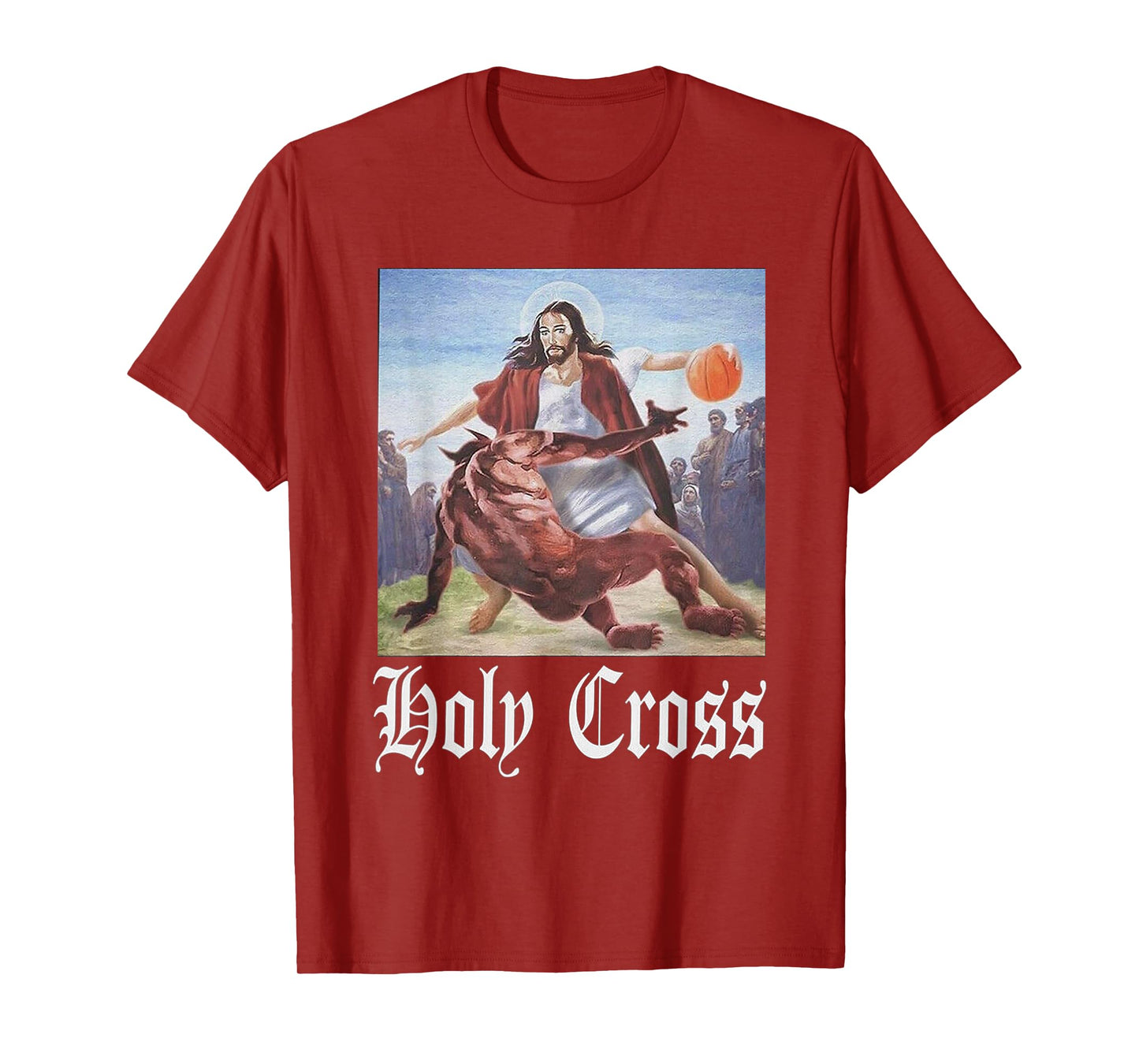 Not Today Satan Jesus Crossover Basketball Holy Cross T-Shirt