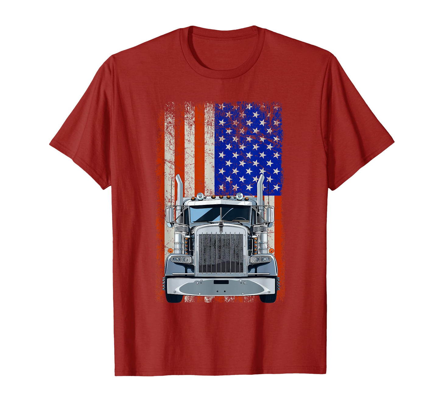 US American Flag Semi Truck Driver T-Shirt