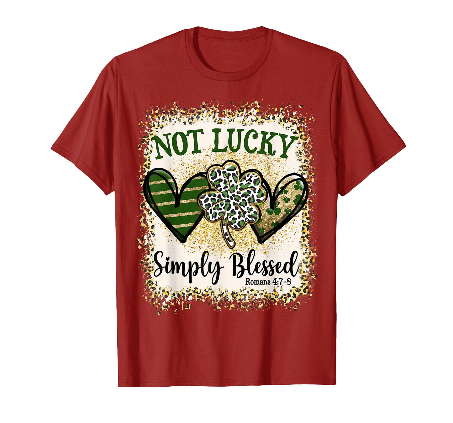 Not Lucky Simply Blessed St Patricks Day Leopard Shamrock T-Shirt