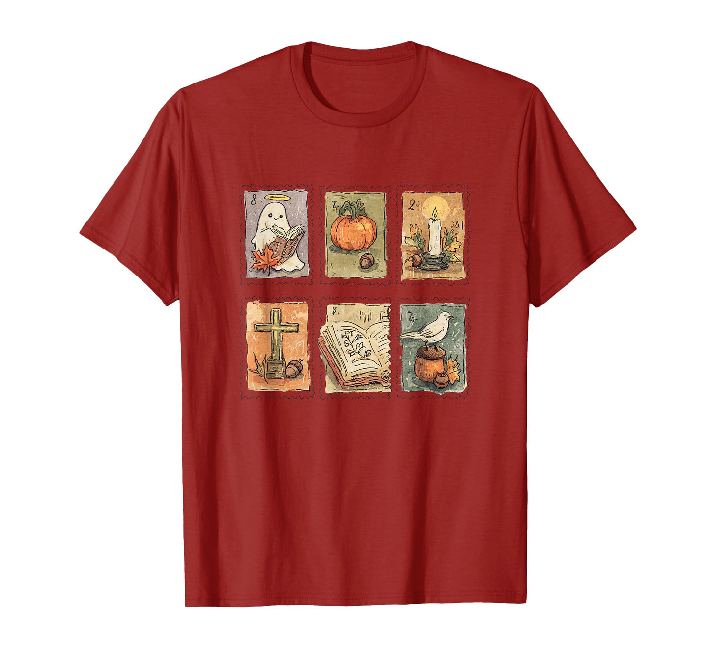 Christian Halloween Retro Stamps Faith Themed Vintage Fall T-Shirt