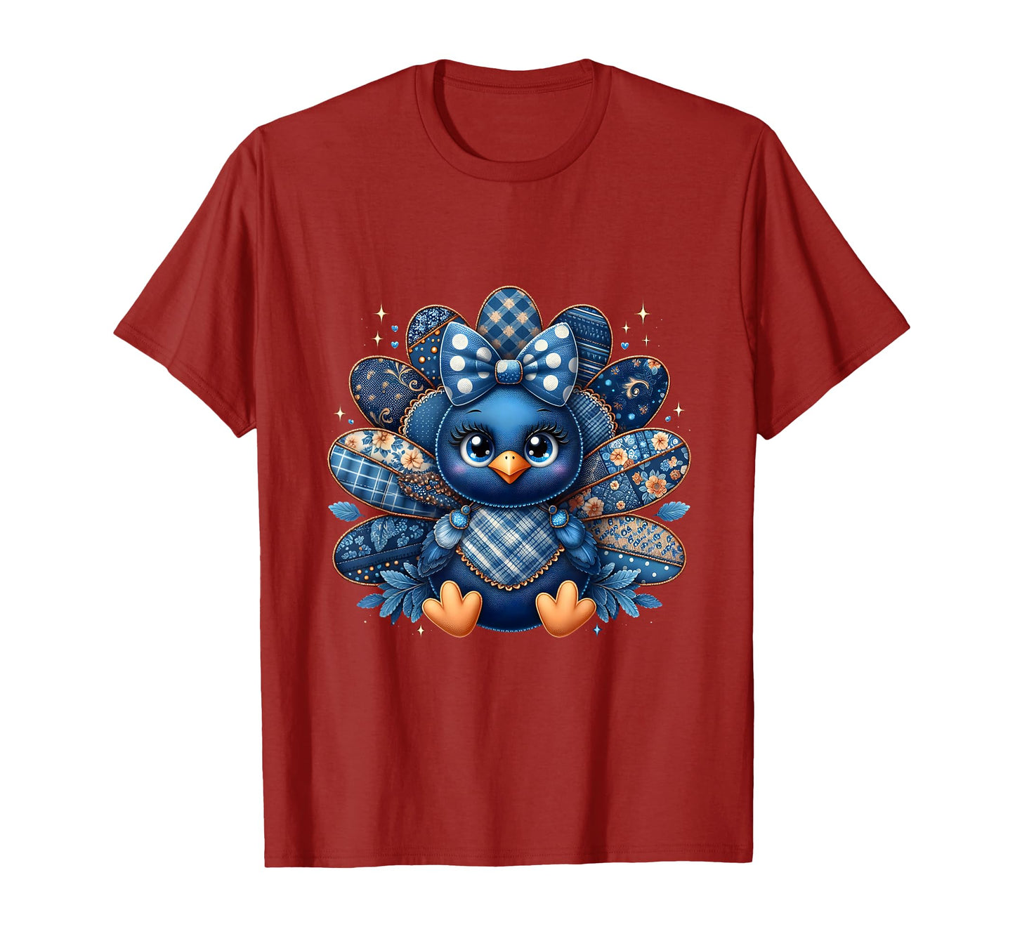Give Thanks Grandma Mama Mom Denim Thankful Turkey T-Shirt