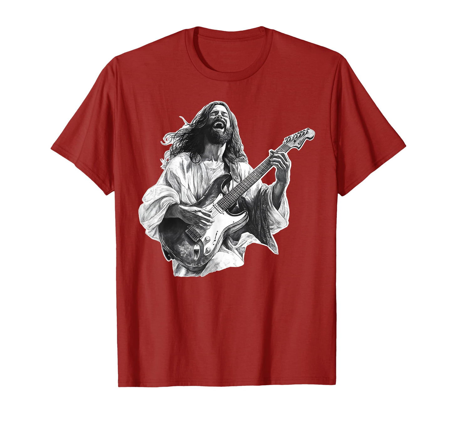 Jesus the Solid Rock Playing Electric Guitar and Laughing T-Shirt