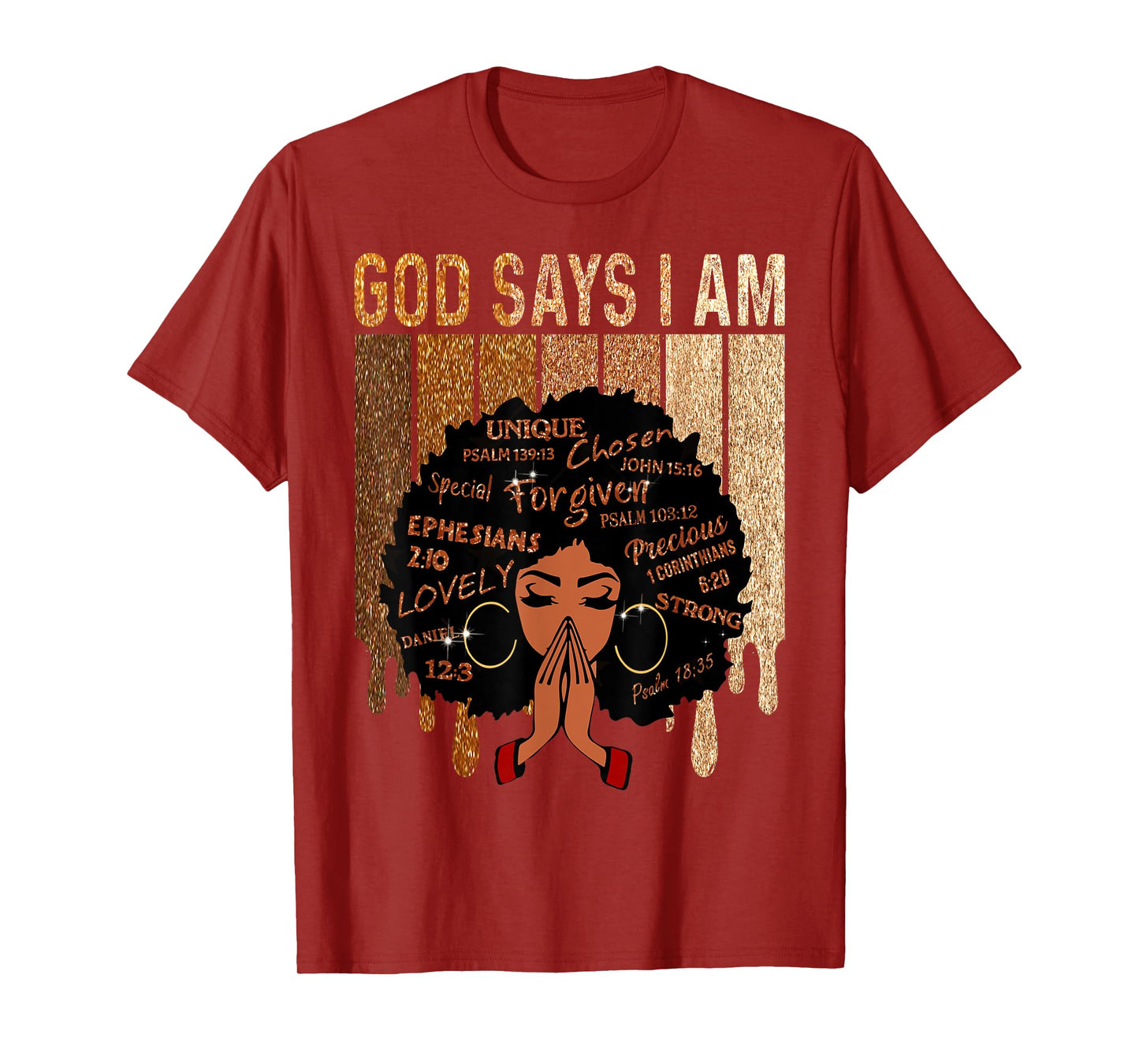 Womens Black Girl Queen God Says I Am Melanin History Month T-Shirt