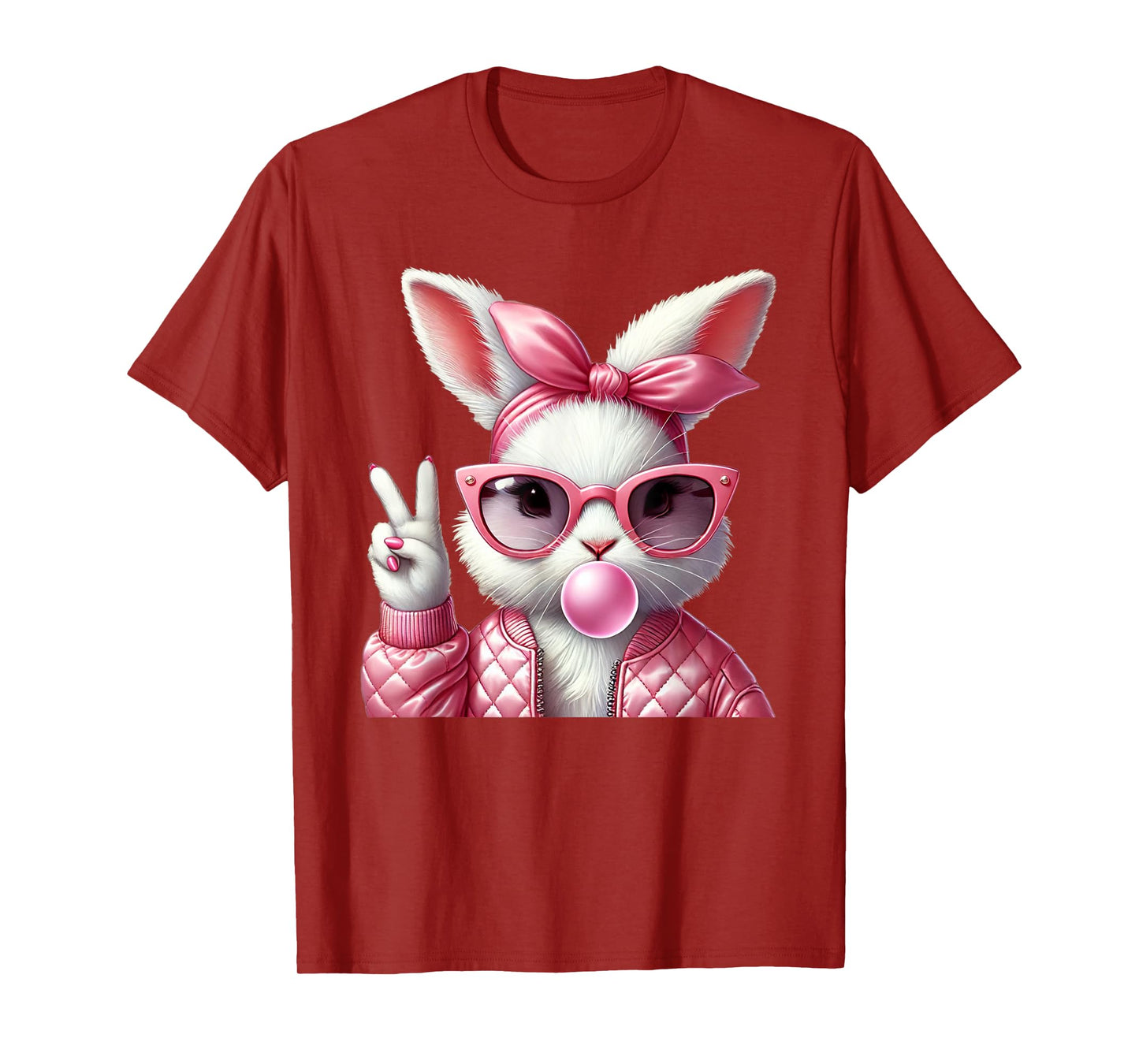 Cute Bunny Rabbit Glasses Bubblegum Easter Pastel T-Shirt