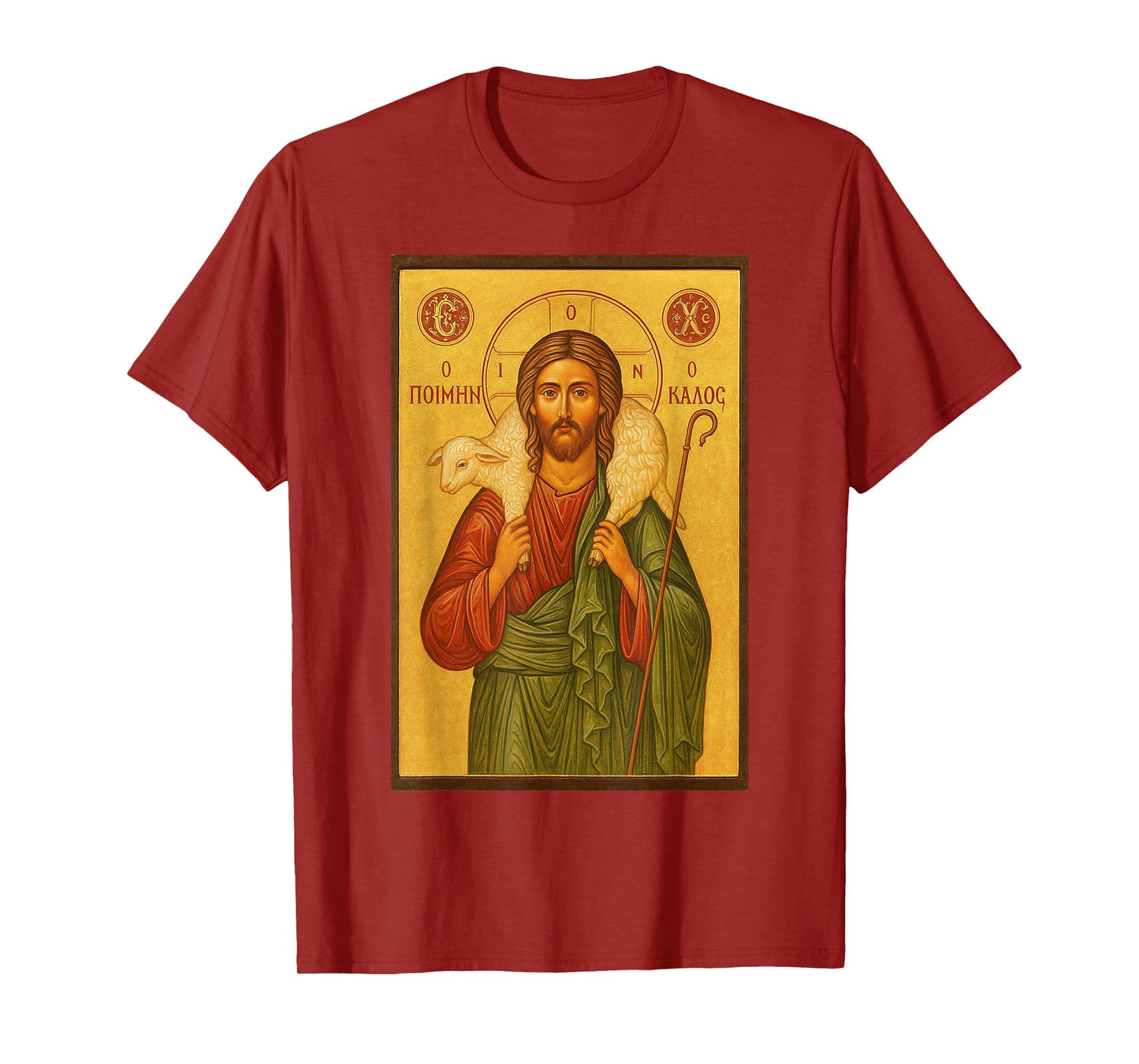 Jesus Christ The Good Shepherd - Christian Orthodox Icon T-Shirt