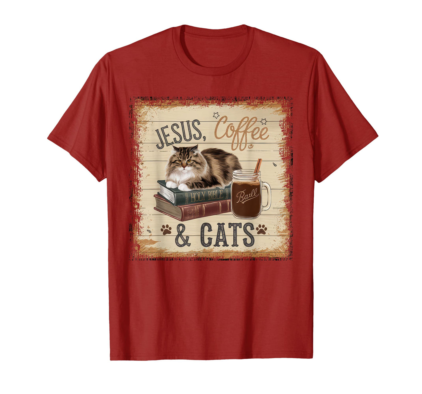 Jesus Coffee Cats Funny Cute Design Jesus Lovers Christian T-Shirt