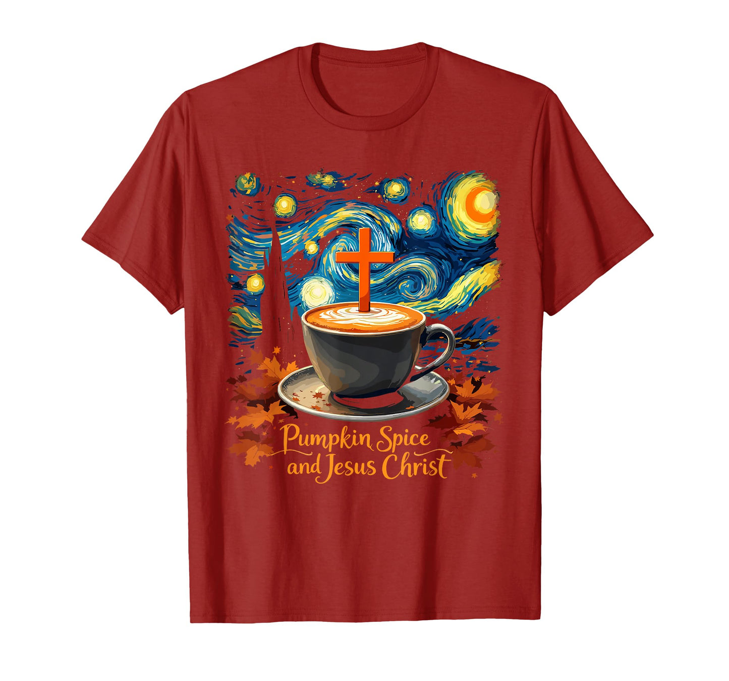 Pumpkin Spice and Jesus Christ Autumn Faith Art T-Shirt