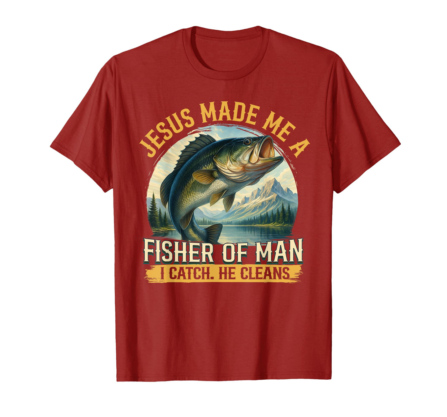 Jesus Made Me A Fisher of Men Vintage Christian Fisherman T-Shirt