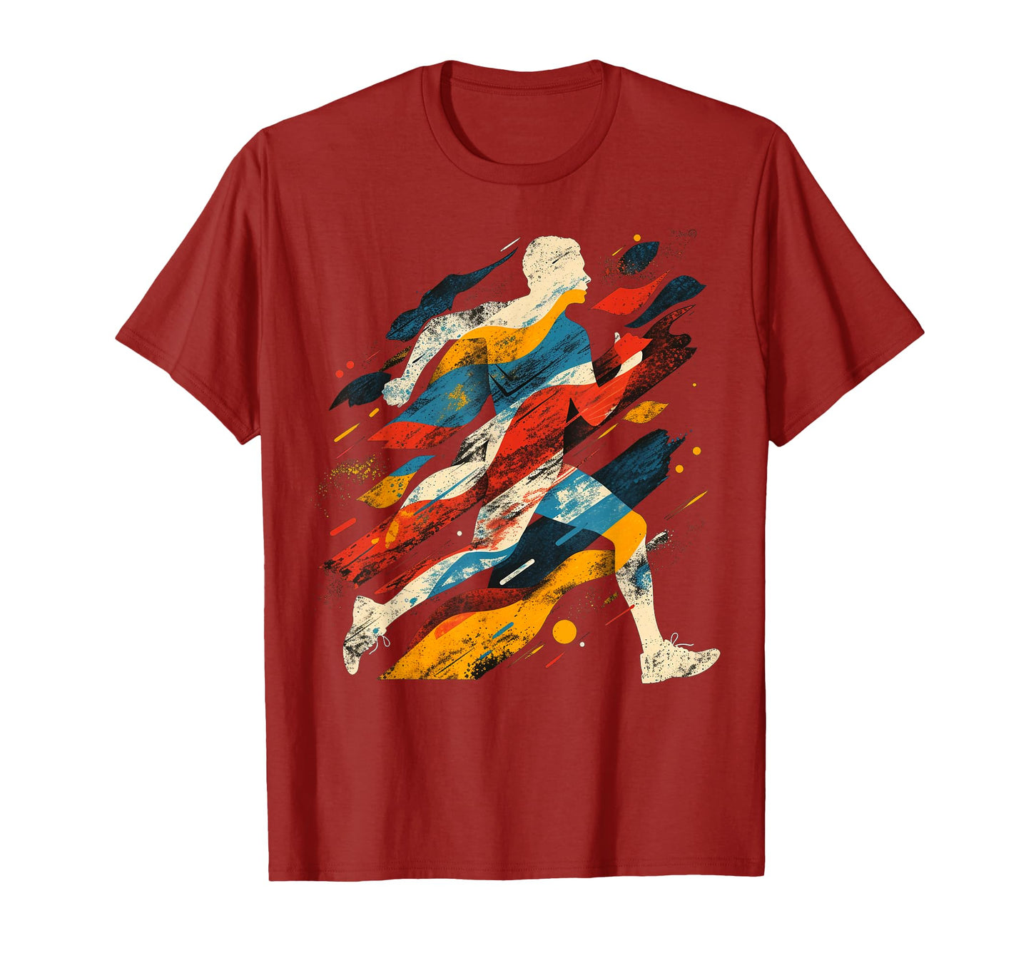 Artsy Cross country runner on Abstract Art Running T-Shirt