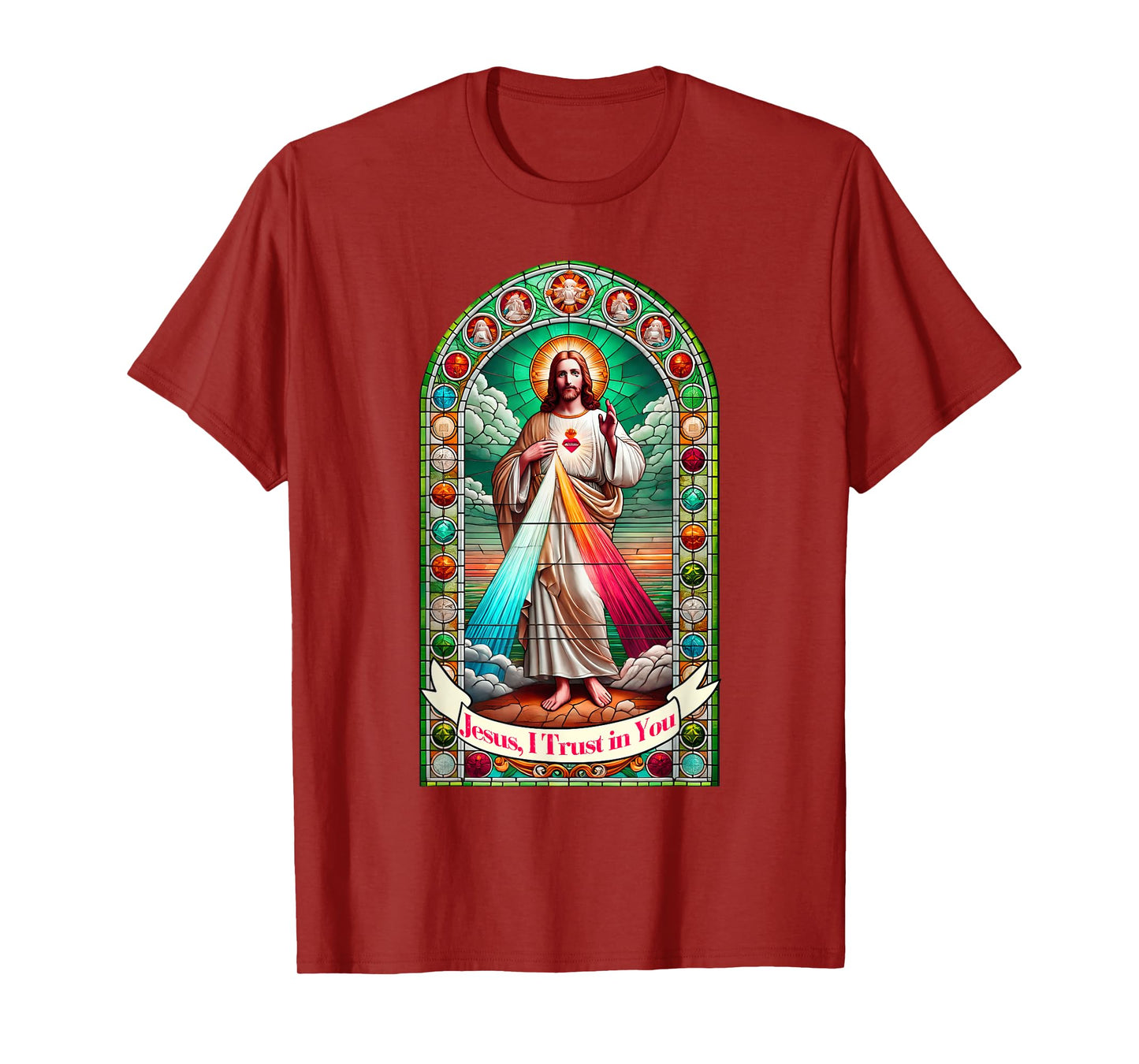 Jesus I Trust In You Faith Divine Mercy Graphic Catholic T-Shirt