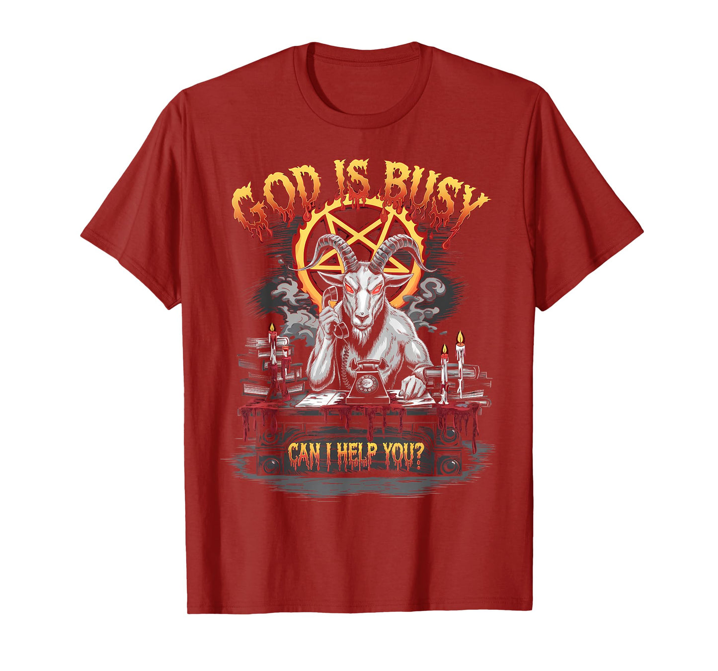 Satanic Goat Office Demon Occult Funny Sarcastic T-Shirt