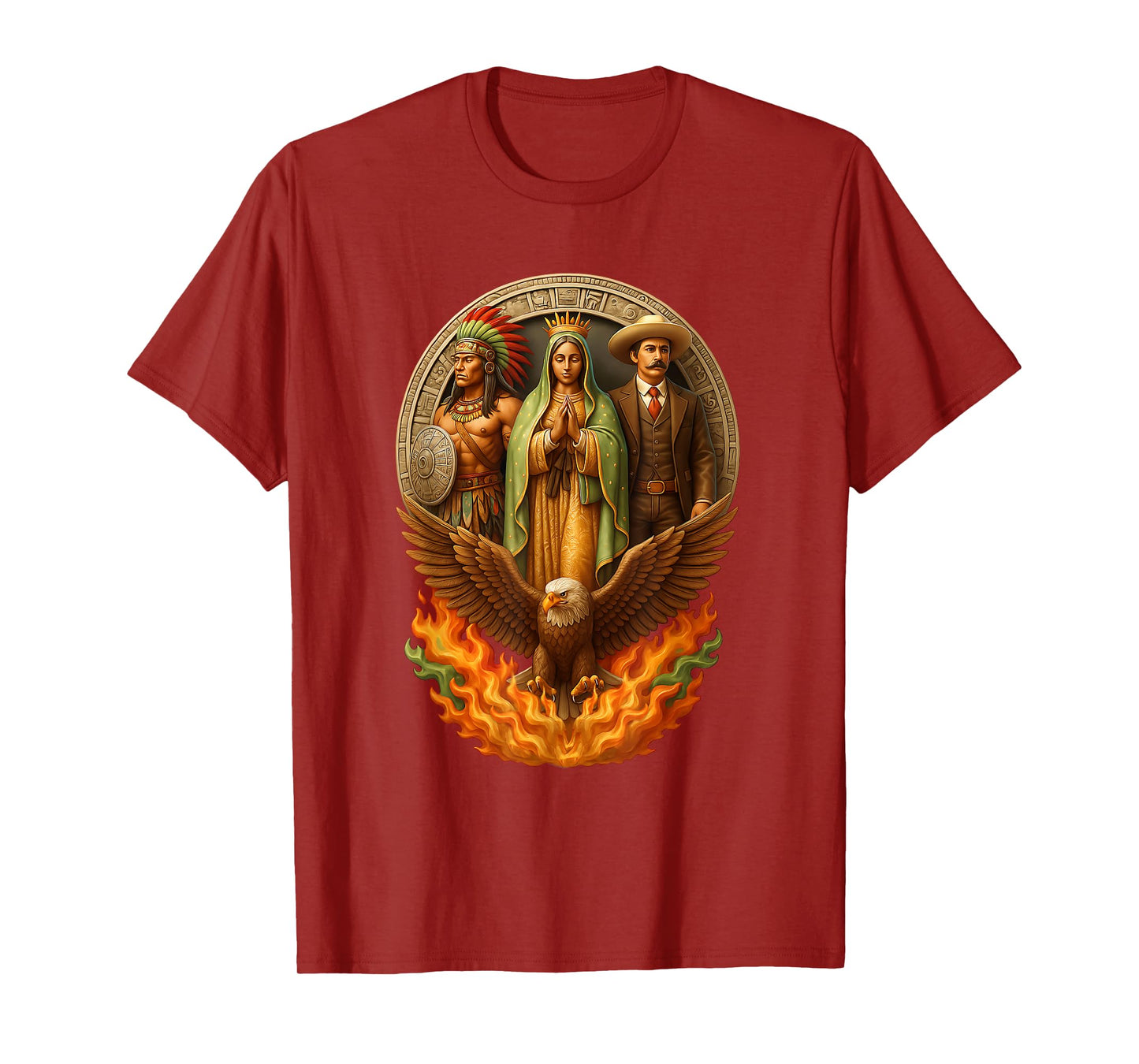 La Reina Virgen De Guadalupe Pancho Villa Guerrero Azteca T-Shirt
