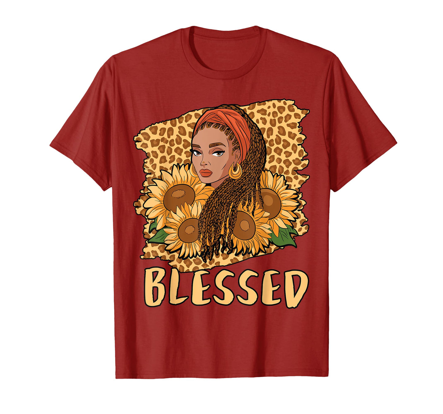 Blessed Black Queen Locs Leopard Sunflower God History Pride T-Shirt
