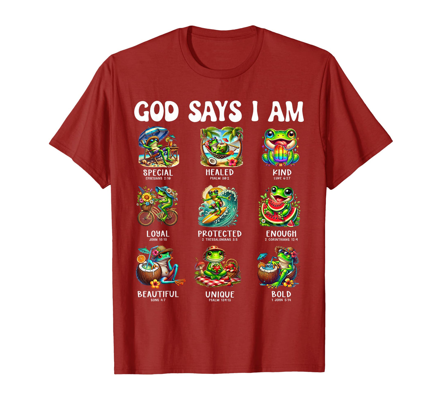 God Says I Am Cute Frog Scripture Bible Design T-Shirt