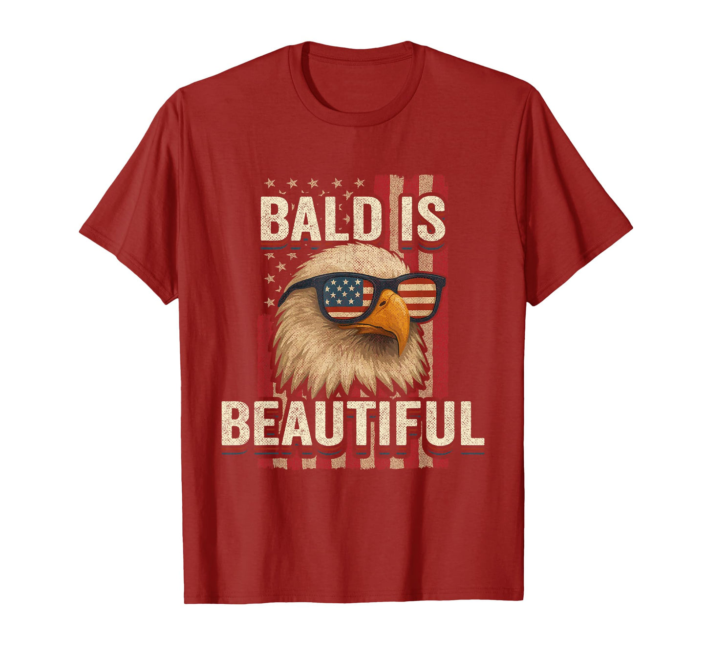 4th of July USA American Flag Eagle - Bald is Beautiful T-Shirt