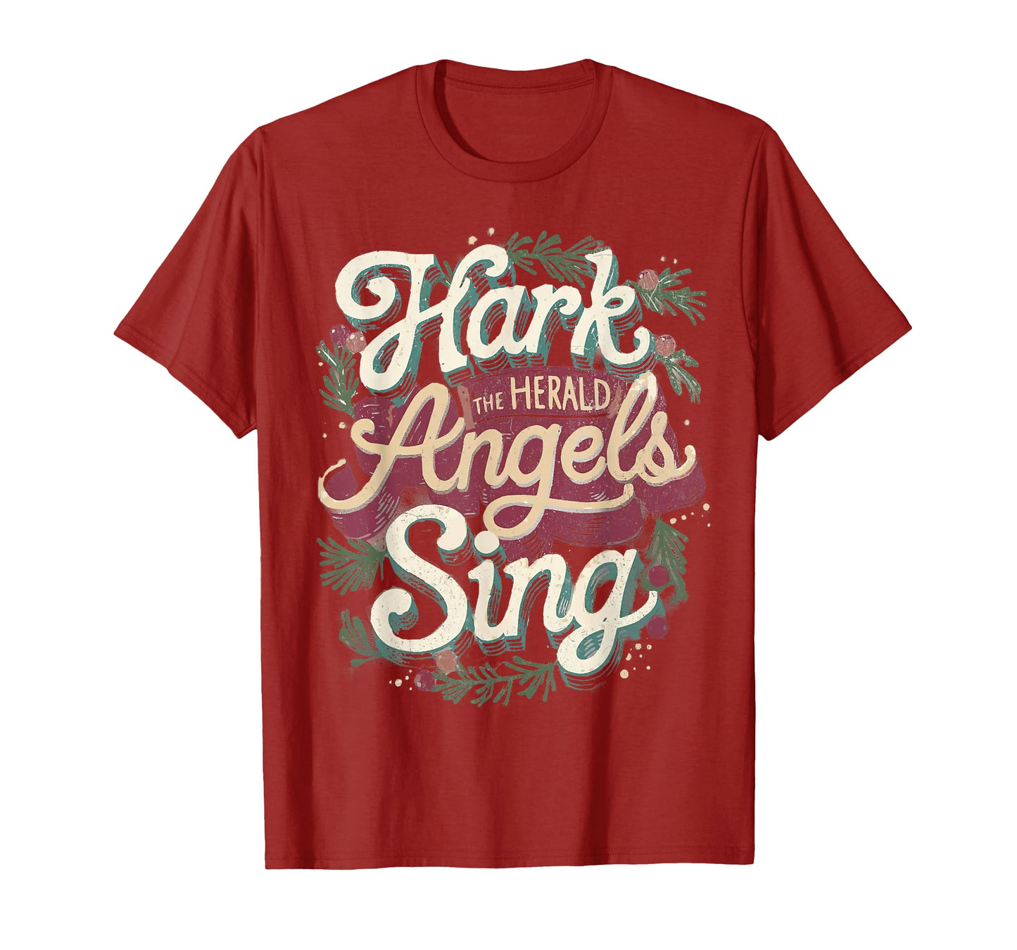 Retro Hark the Heralds Angels Sing Christian Christmas Tee T-Shirt