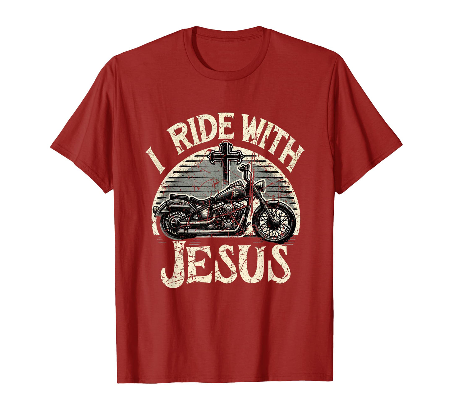 Vintage I Ride With Jesus Motorcycle Christian T-Shirt