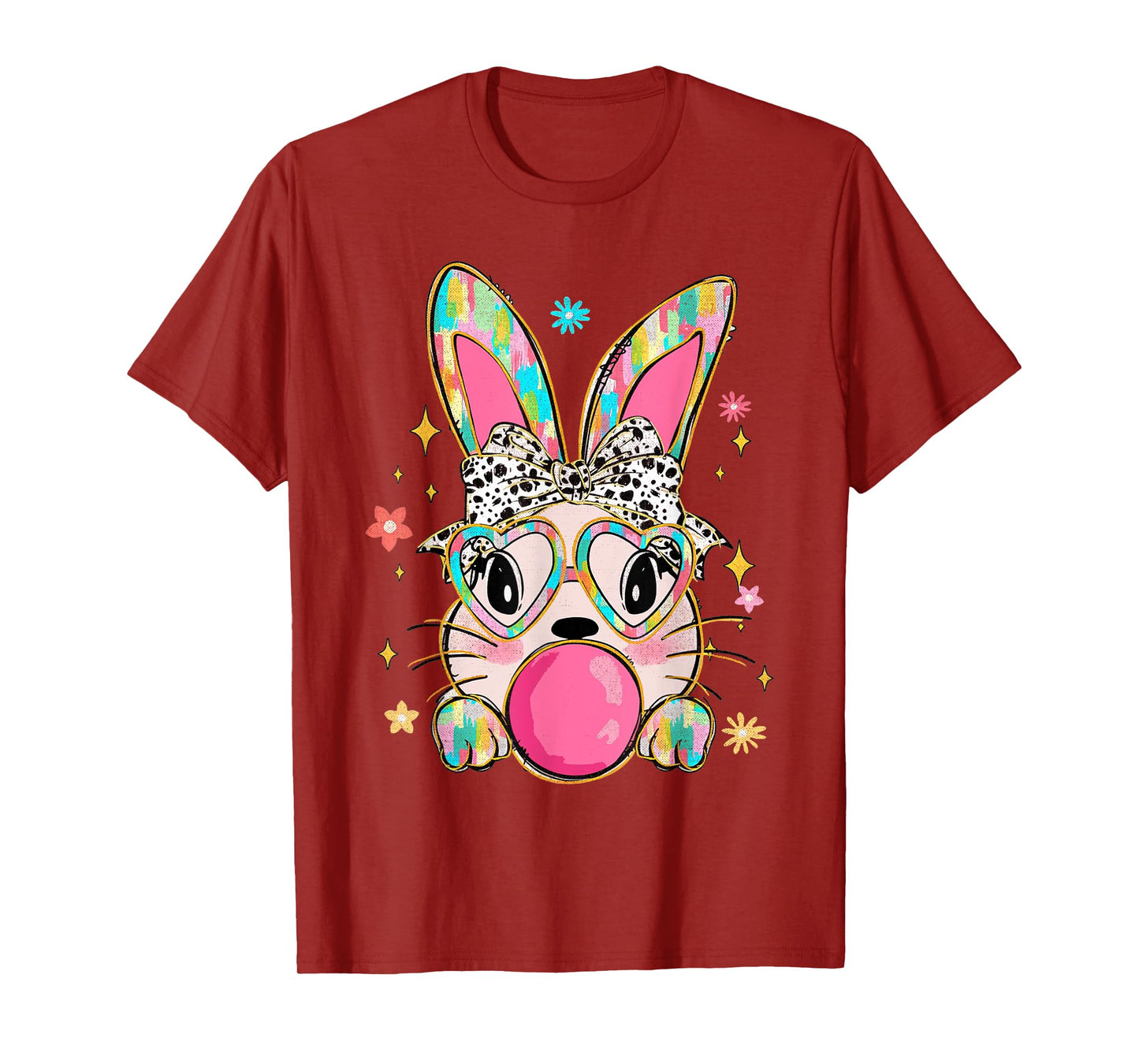 Coquette Bow Bunny Face Tie Dye Glasses Bubblegum Easter Day T-Shirt