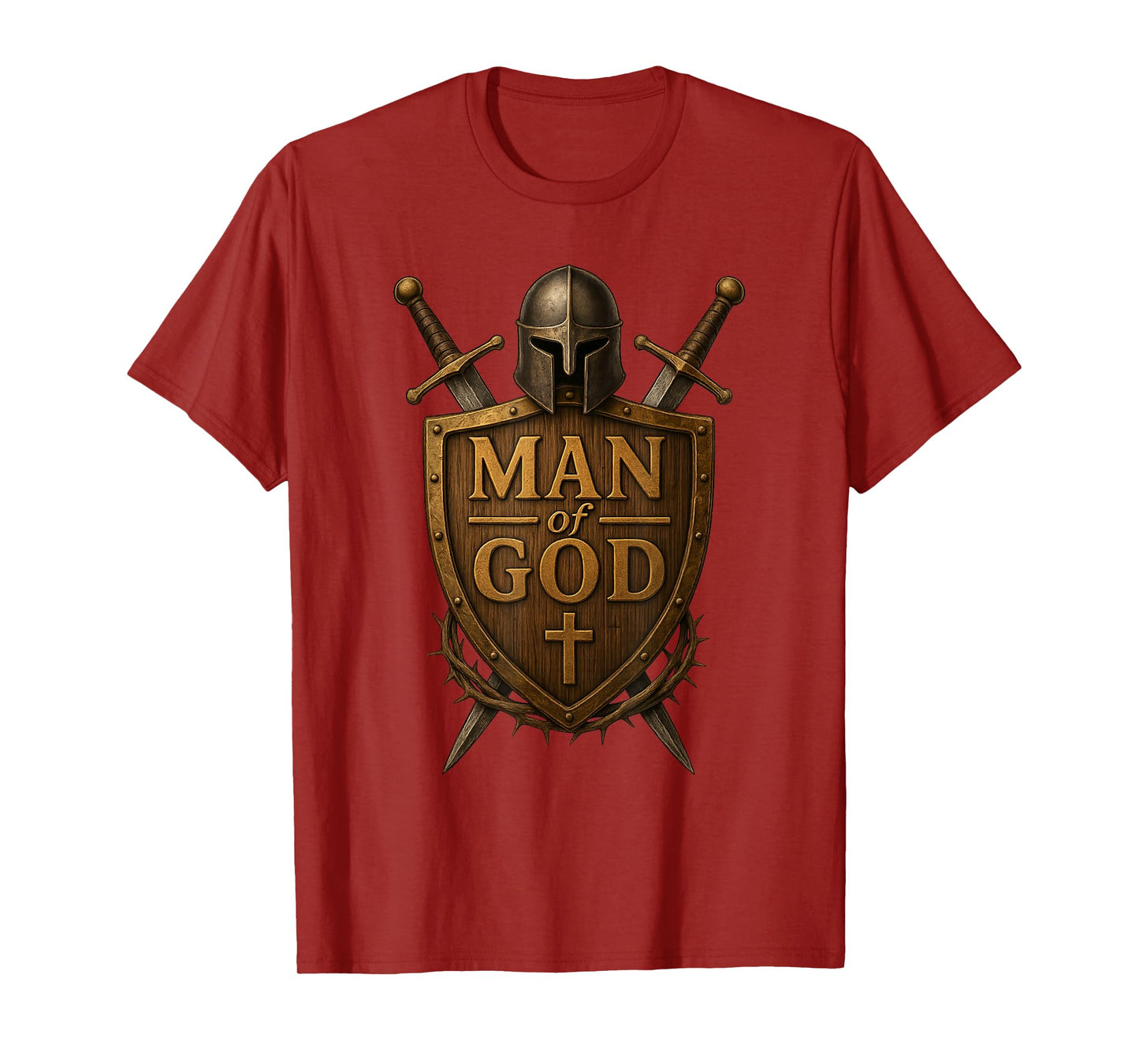 Faithful Warrior Man of God Christian Men Knight Armor Dad T-Shirt