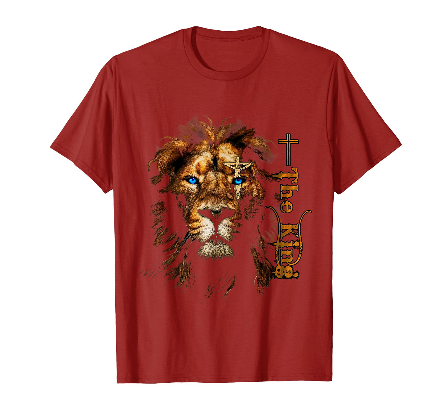 Jesus Christ Lion Art With Cross One Eye The King Savior T-Shirt