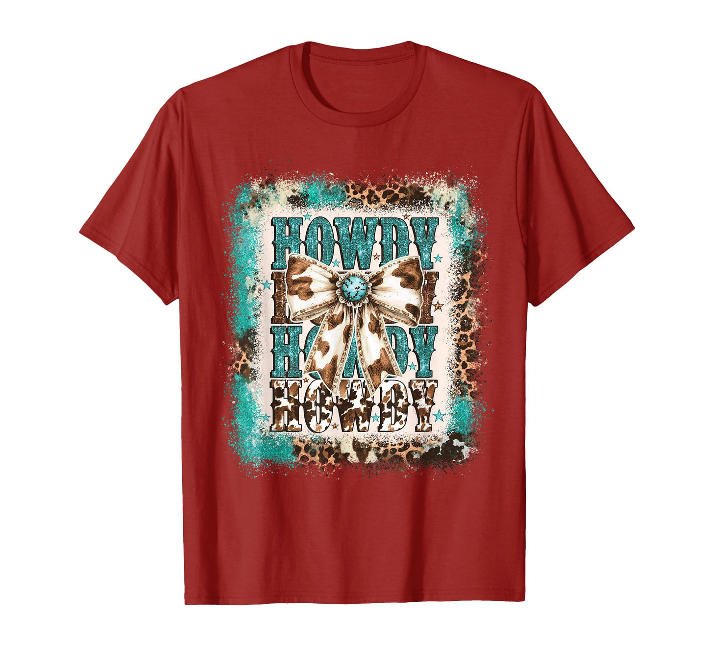 Western Coquette Howdy shirt Turquoise Cowhide, Western Mama T-Shirt
