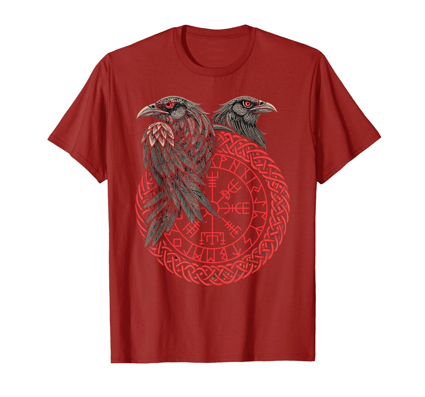 Retro Viking Compass Vegvisir Nordic Rune Raven T-Shirt