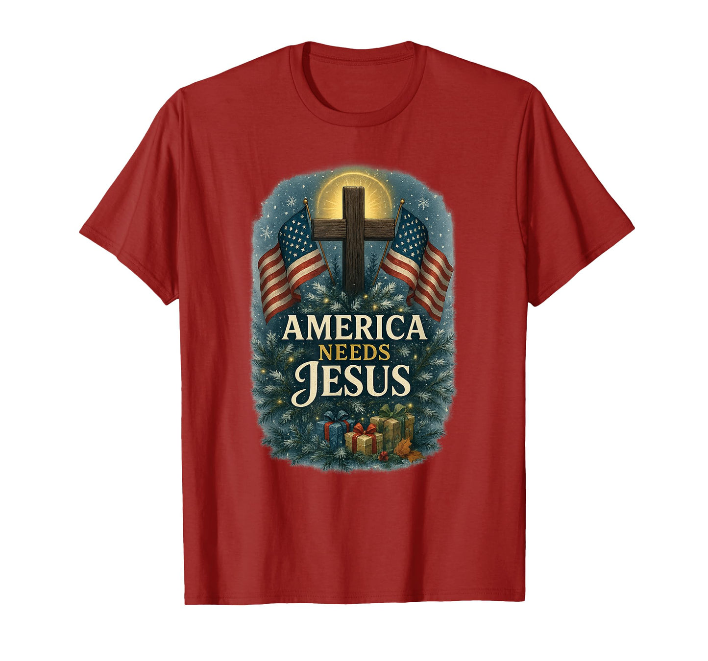 America Needs Jesus Patriotic Christians Christmas Patriotic T-Shirt