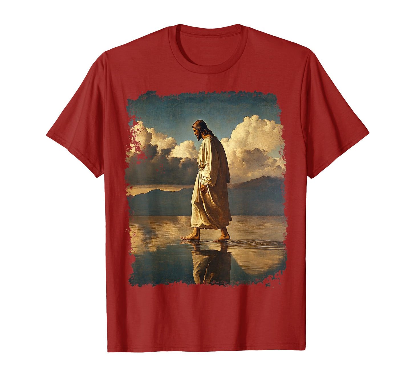 Jesus Christ Walking on Water Christian Bible Graphic Tees T-Shirt