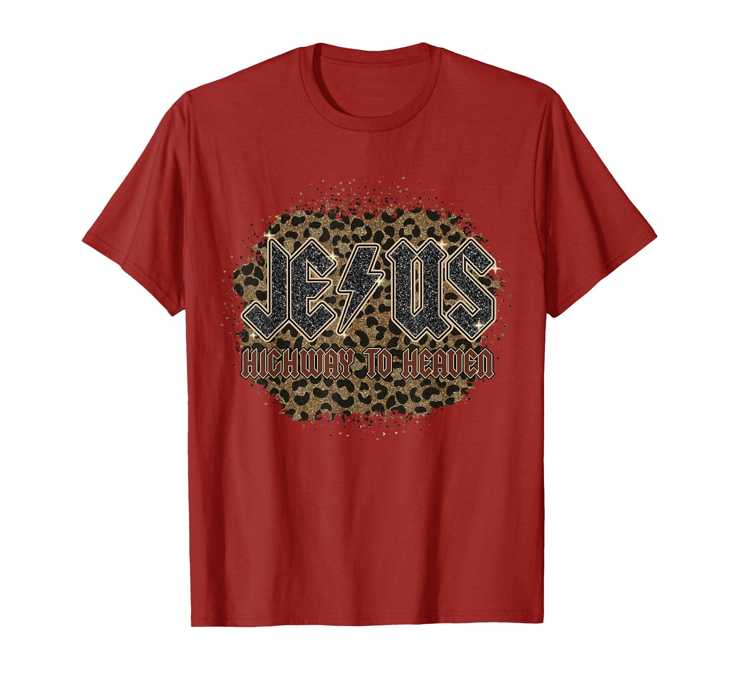 Bleached Leopard Jesus Highway To Heaven, Christian Apparel T-Shirt