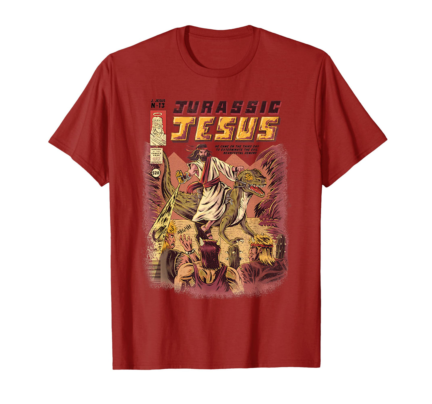 Vintage Funny JURASSIC JESUS Retro Christian Gifts Dinosaur T-Shirt