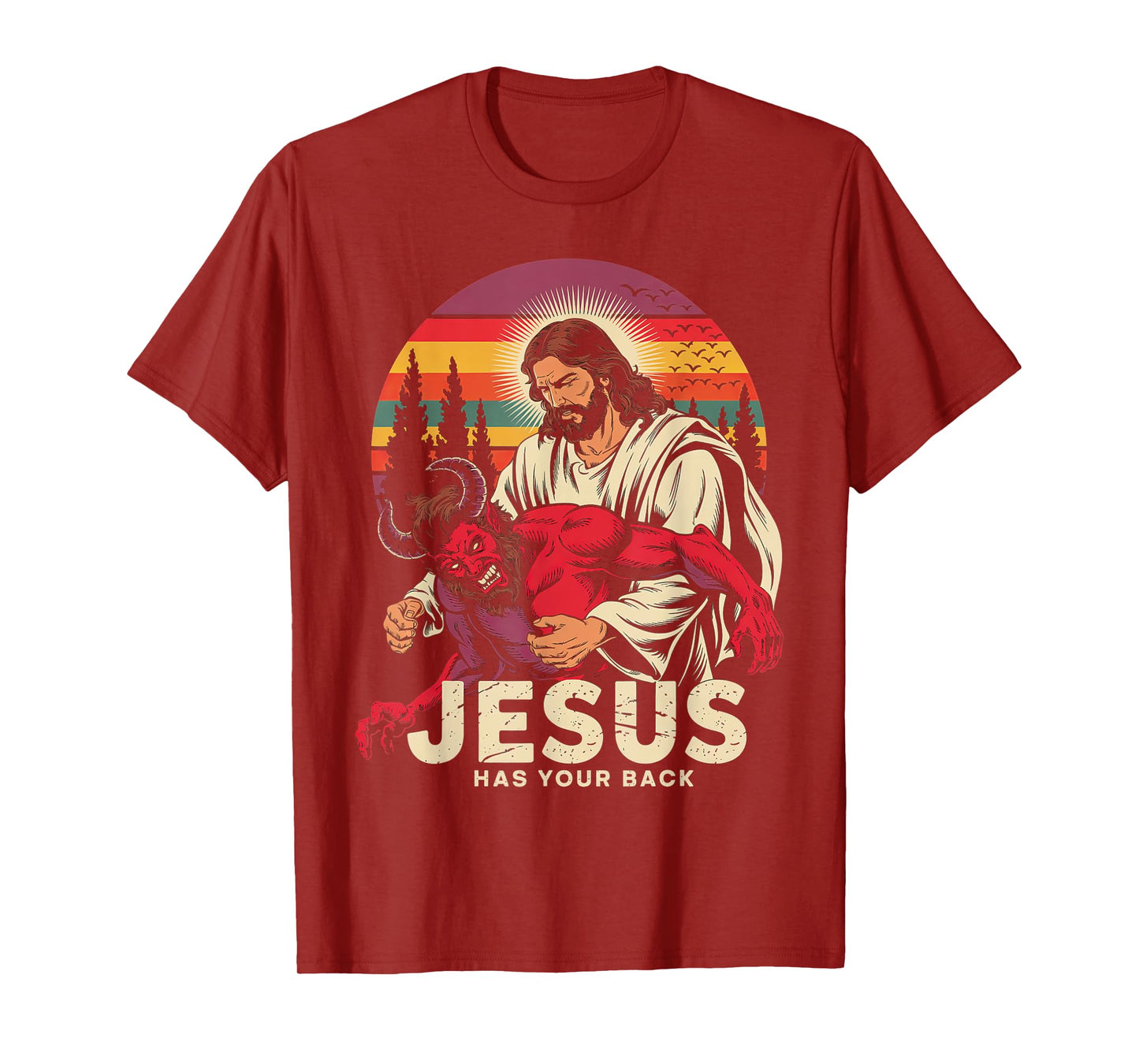 Jesus Has Your Back Jiu Jitsu Retro Christian Men Women Kids T-Shirt