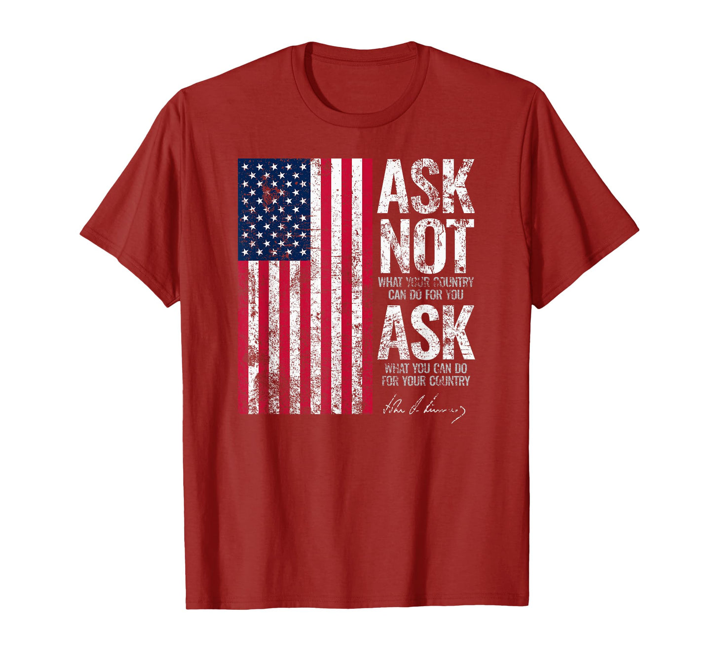 Utopia Sport Kennedy Shop JFK John F. Kennedy Ask Not Quote Distressed Print Unisex-Adults, Unisex-Kids T-Shirt, Black, Small, Short Sleeve