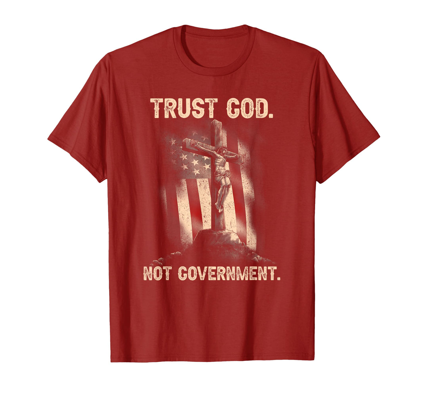 Trust God Not Government Christian Faith Cross US Flag T-Shirt