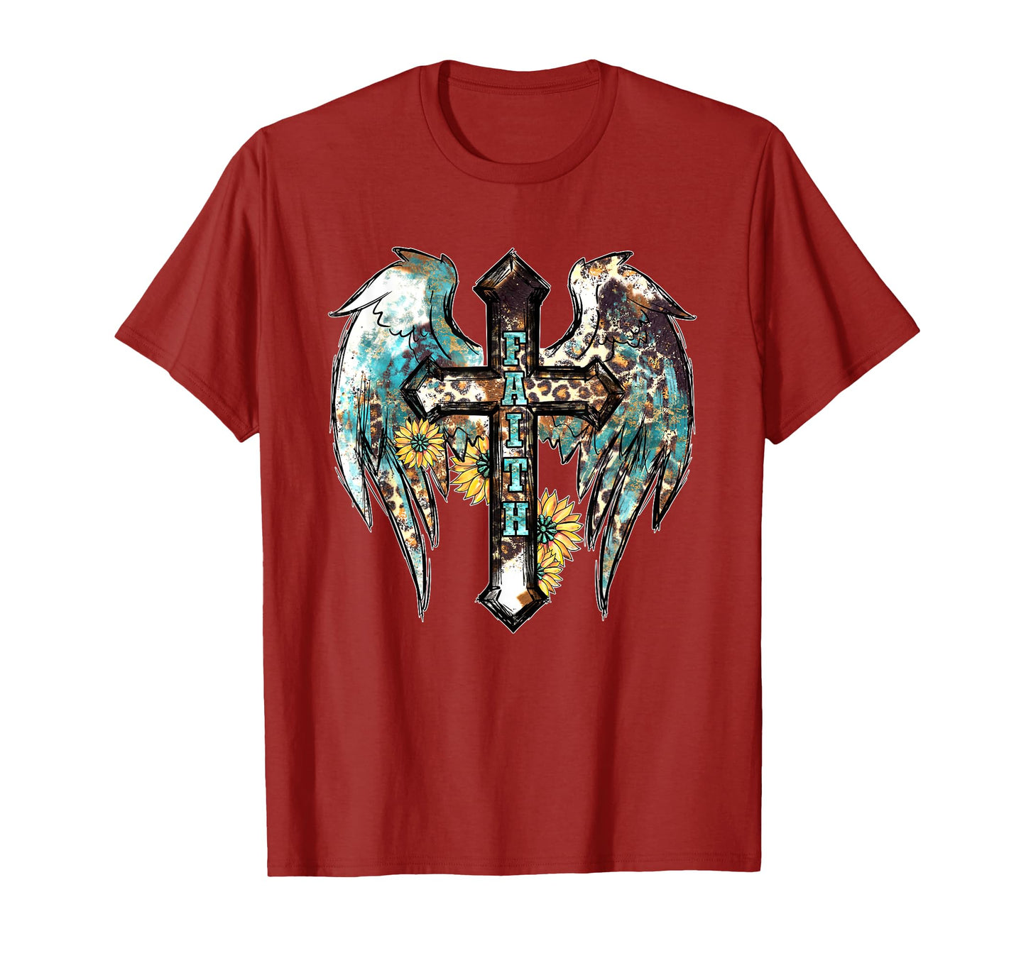 Christian Western Cross With Sunflower Decor For Women Faith T-Shirt