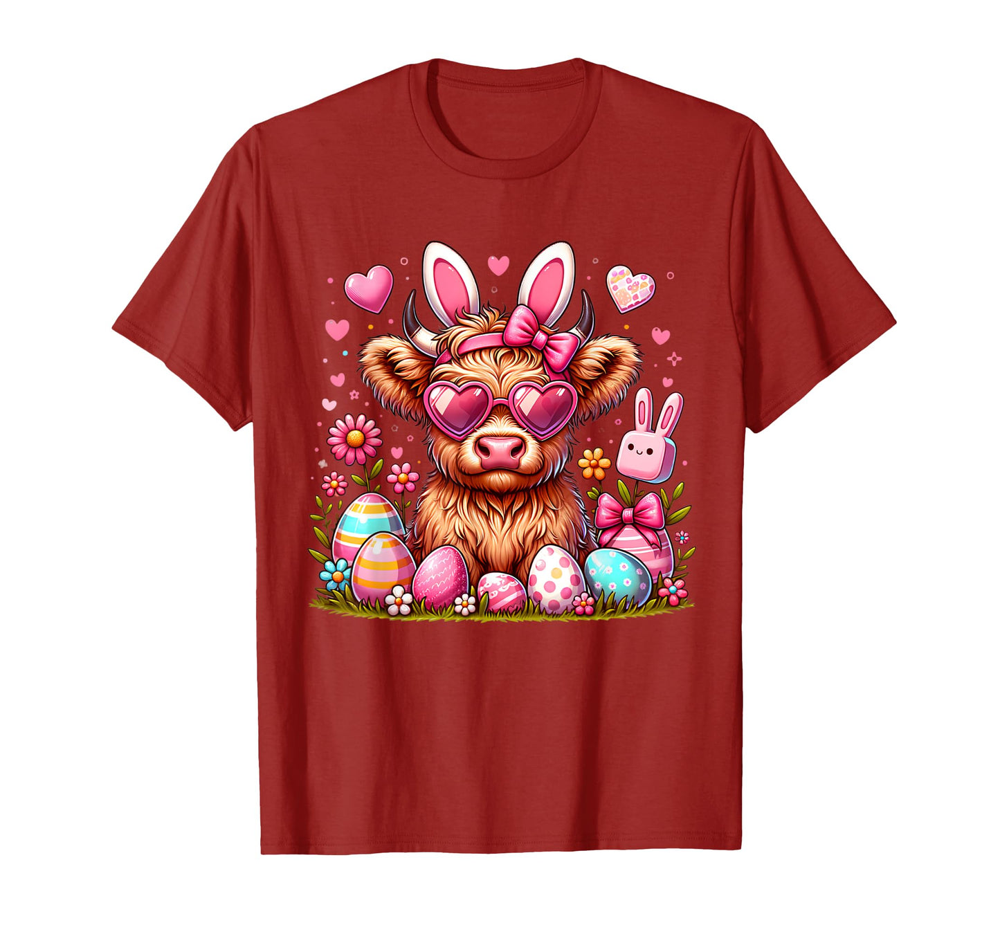 Easter Day Highland Cow bunny Cute Cow Easter T-Shirt