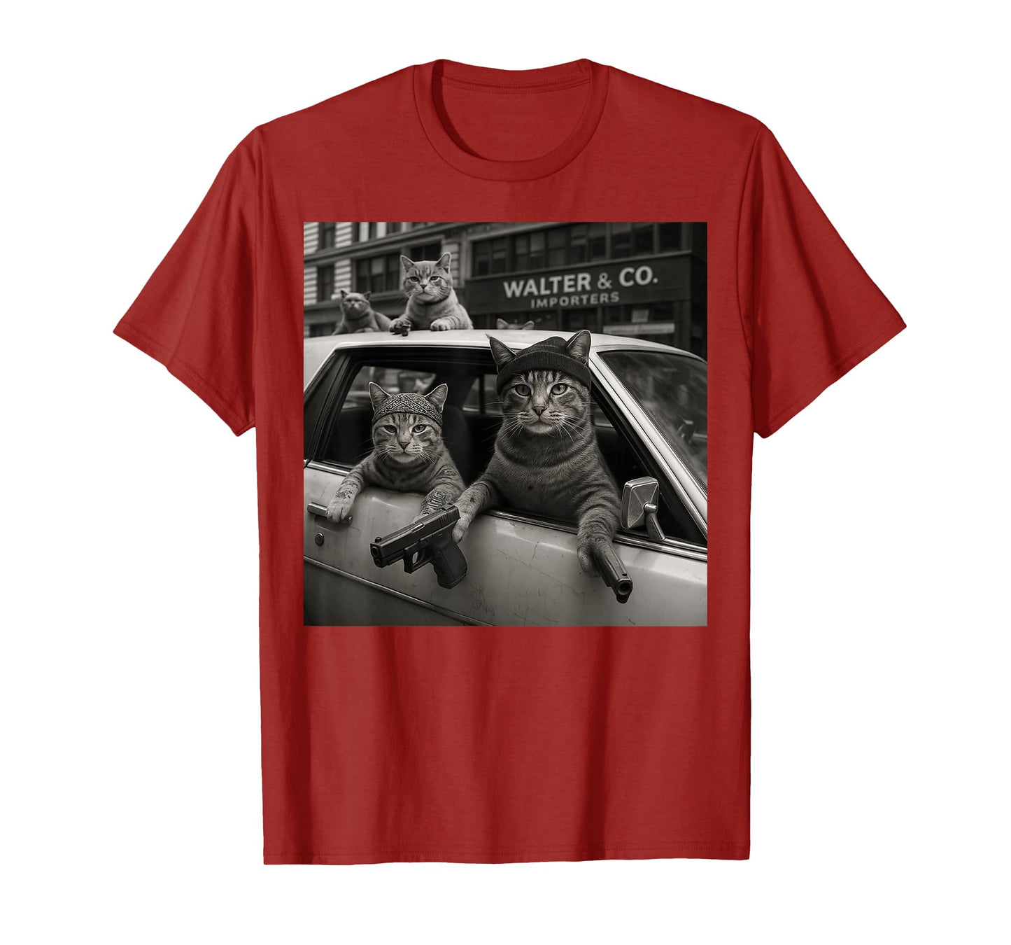 Funny Retro Gangster Cats Street Gang Tattoo Graphic T-Shirt