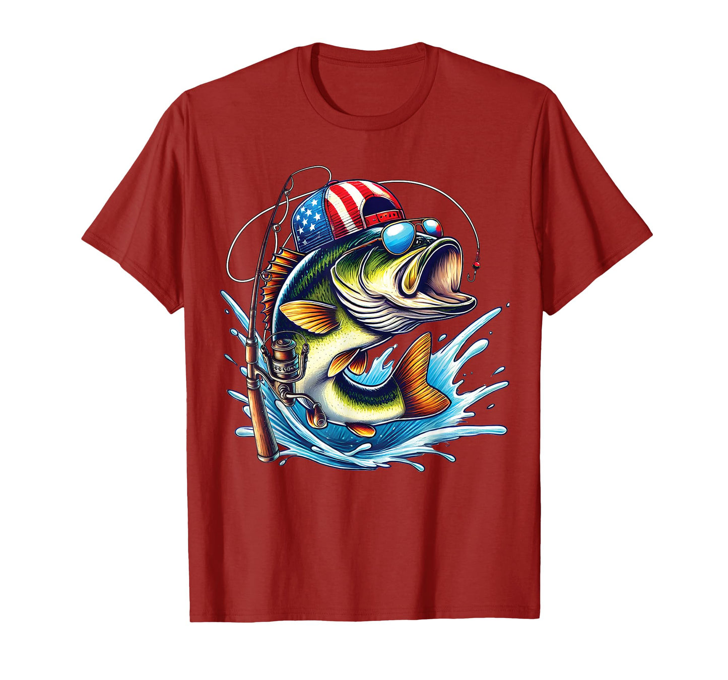 American Flag Fishing Lovers Fisherman Funny Fishing USA T-Shirt